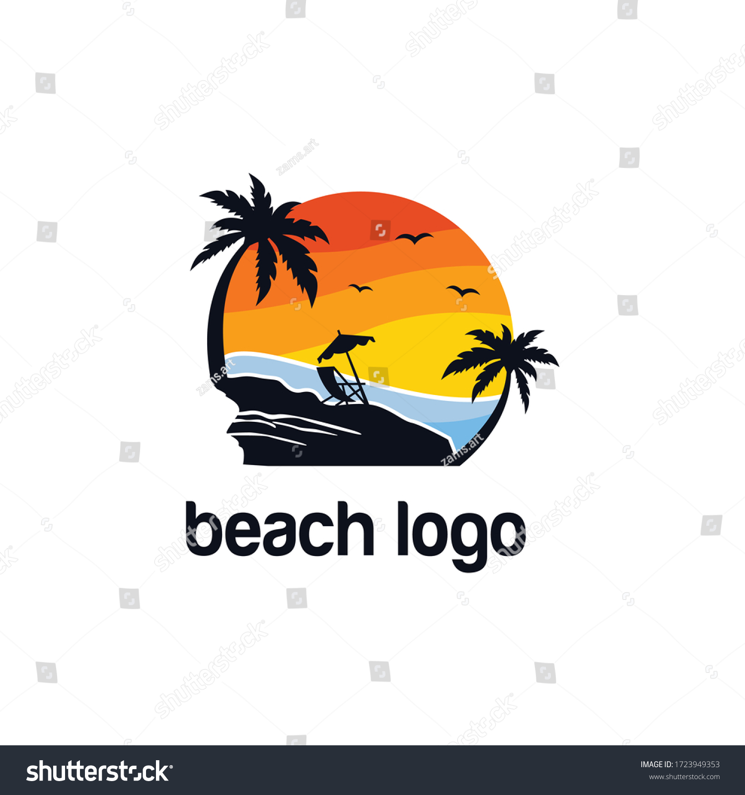 Beach Logo Design Vector Template Stock Vector (Royalty Free ...