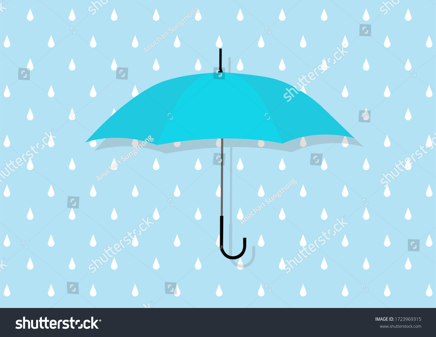 Umbrella Rain Drops Pattern Background Stock Illustration 1723969315 ...