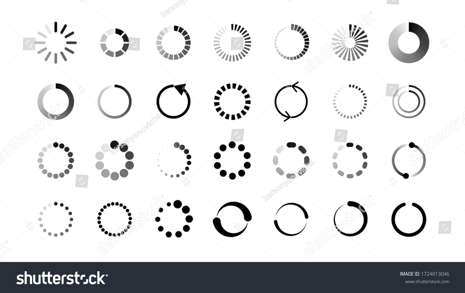 Set Collection Black Line Load Vector Stock Vector (Royalty Free ...