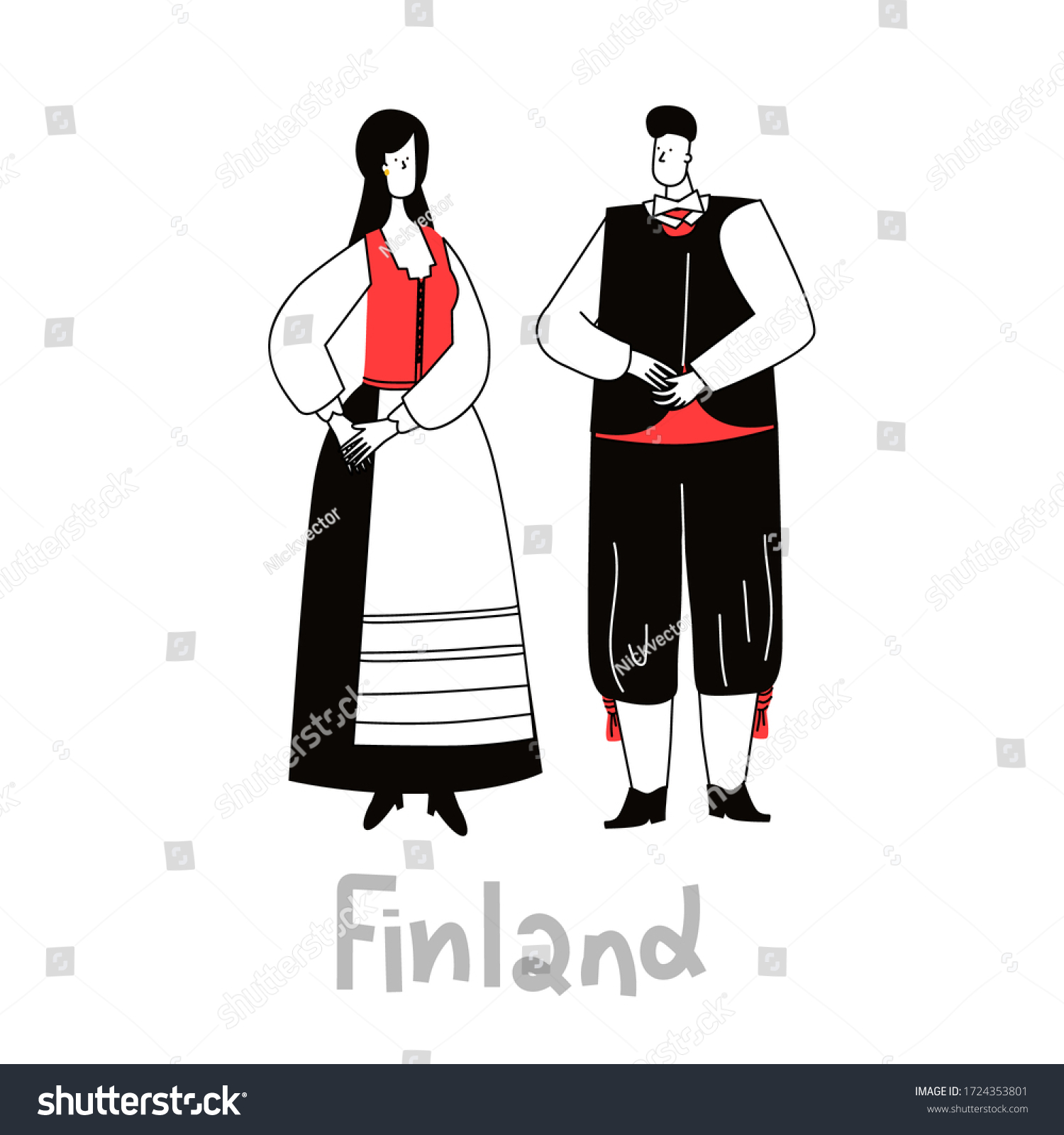 National Costume Finland Flat Cartoon Style Stock Vector (Royalty Free ...