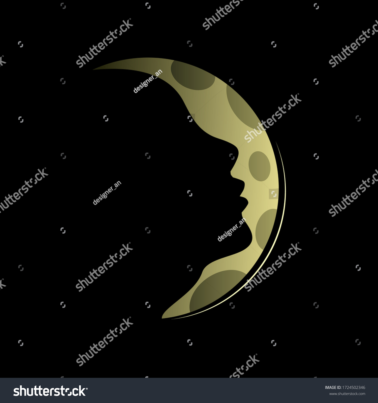 Symbol Moon Woman Face Stock Vector (Royalty Free) 1724502346 ...