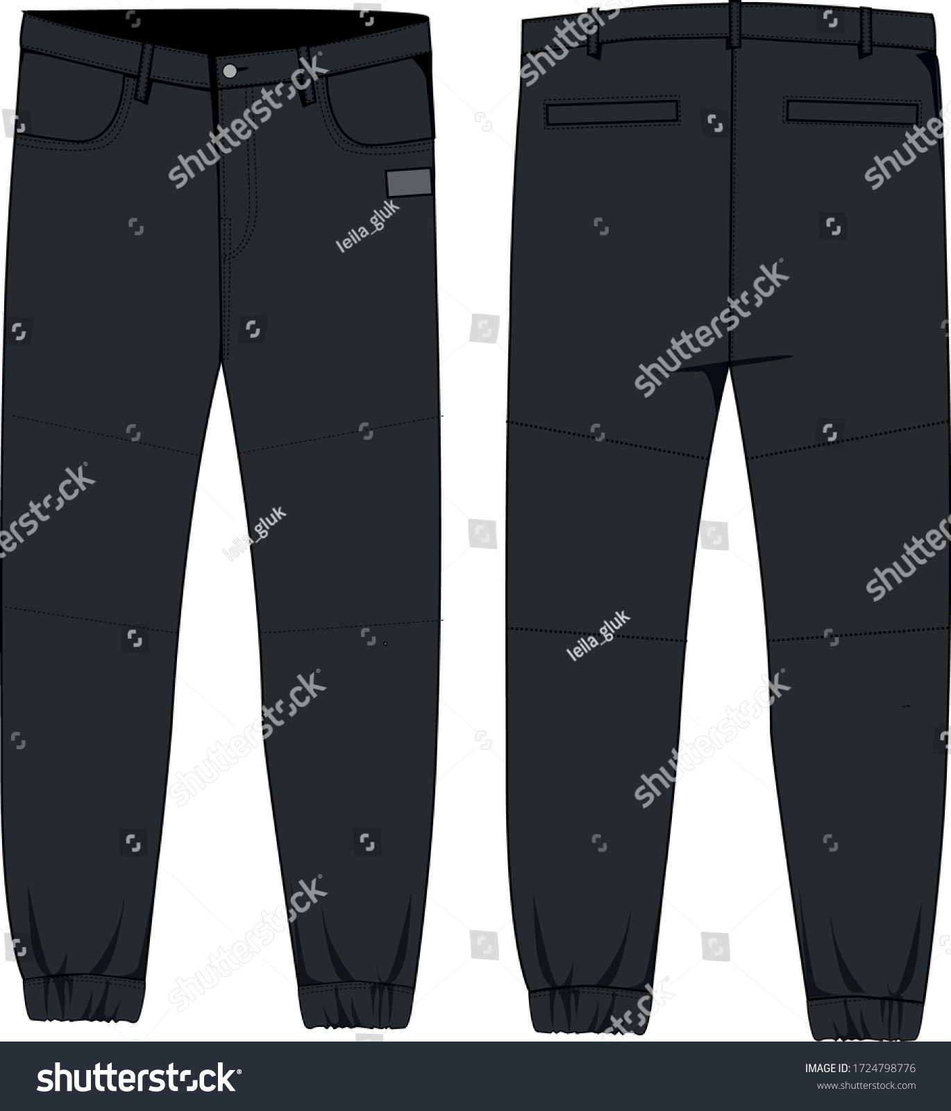 Technical Sketch Mens Woven Joggers Stock Vector (Royalty Free ...