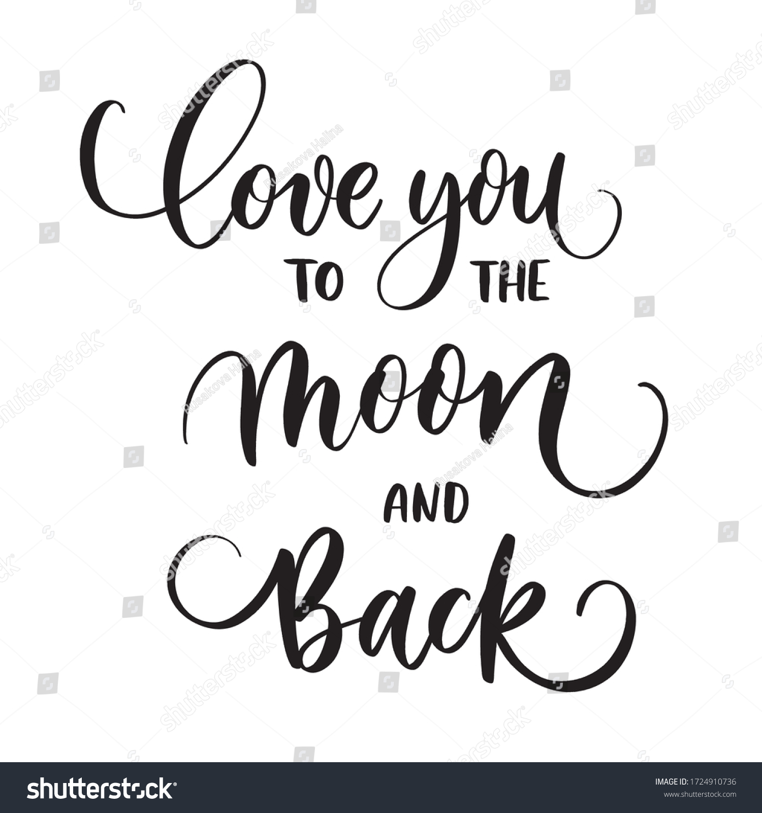 Love You Moon Back Typography Lettering Stock Vector (Royalty Free ...