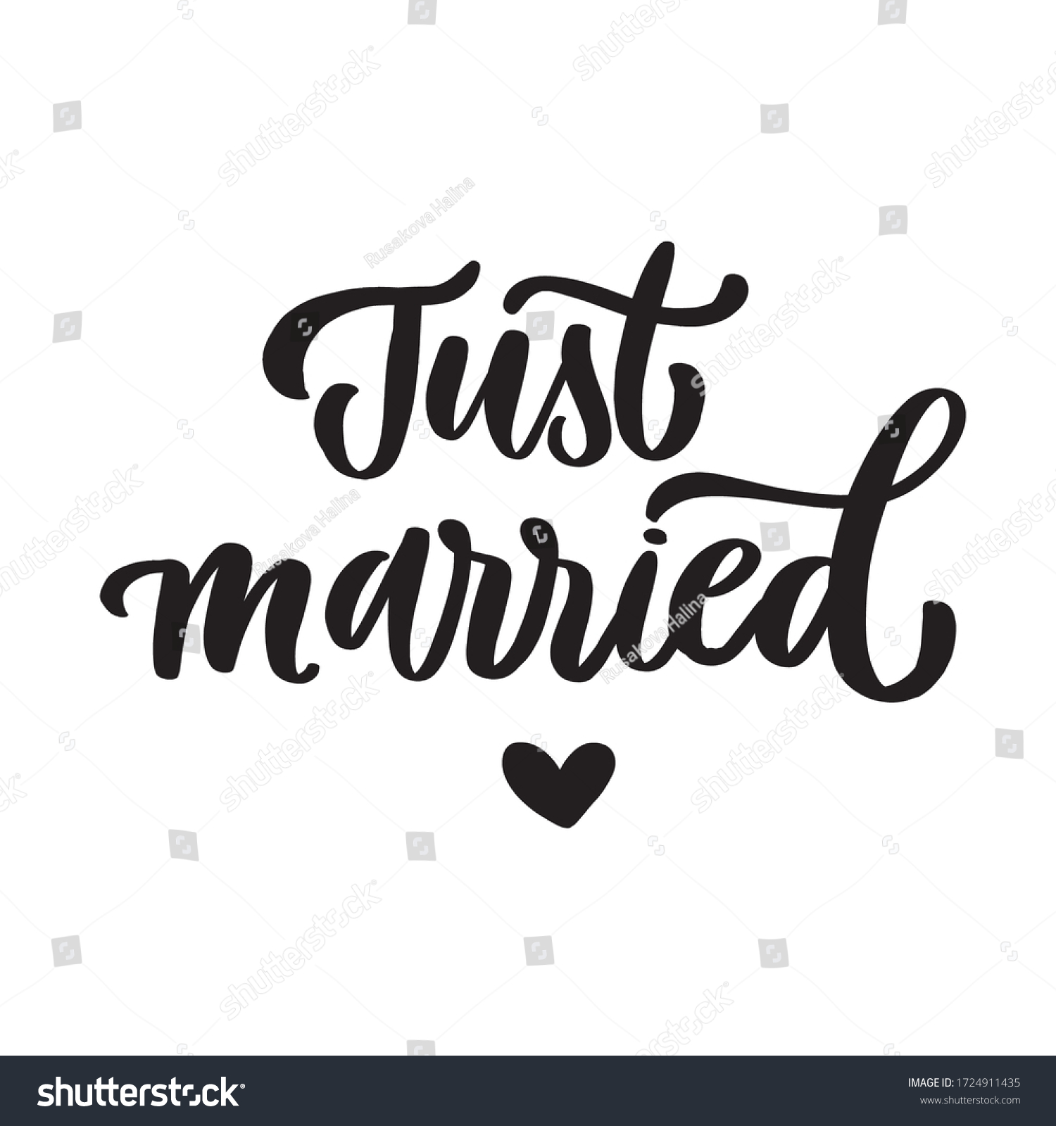 Just Married Typography Lettering Quote Stock Vector (Royalty Free ...