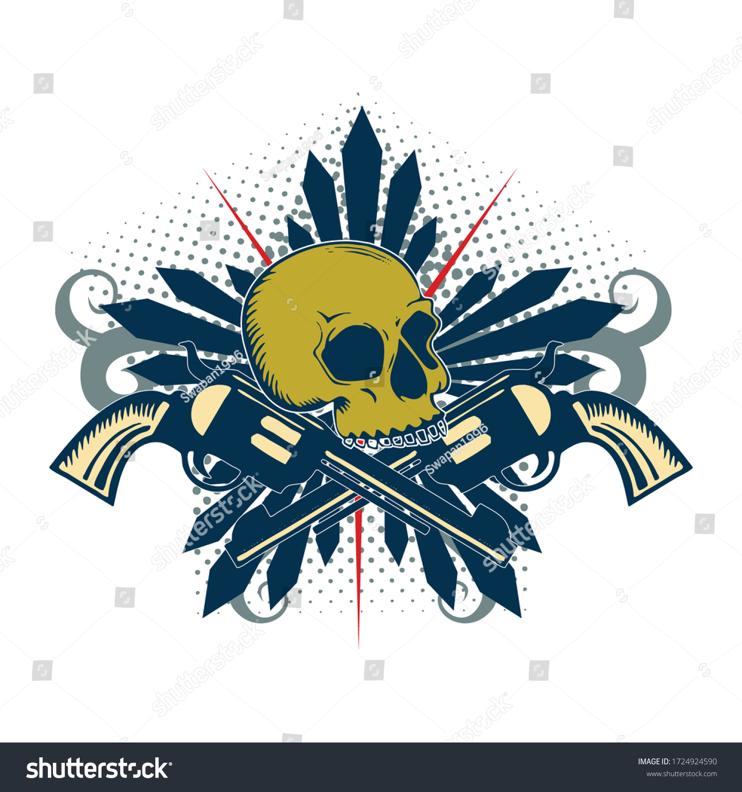 Skull Gun Vector Design Stock Vector (Royalty Free) 1724924590 ...