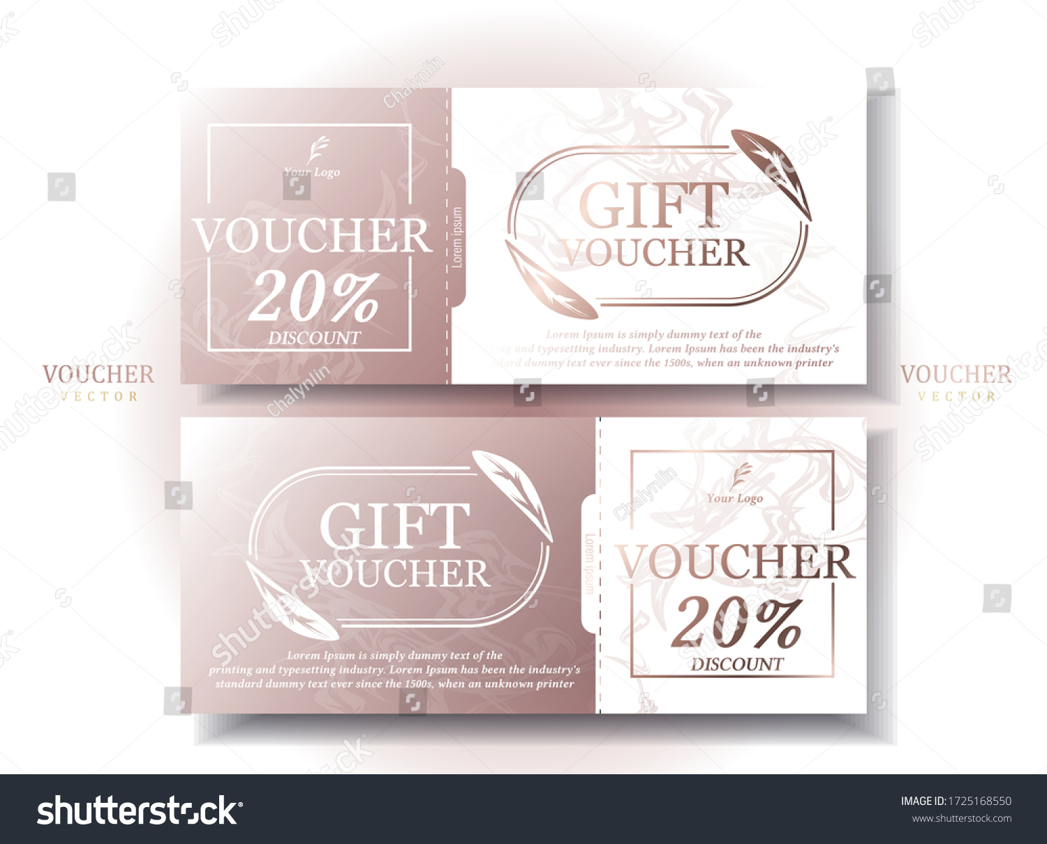 Set Gift Voucher Rose Gold Tone Stock Vector (Royalty Free) 1725168550 ...