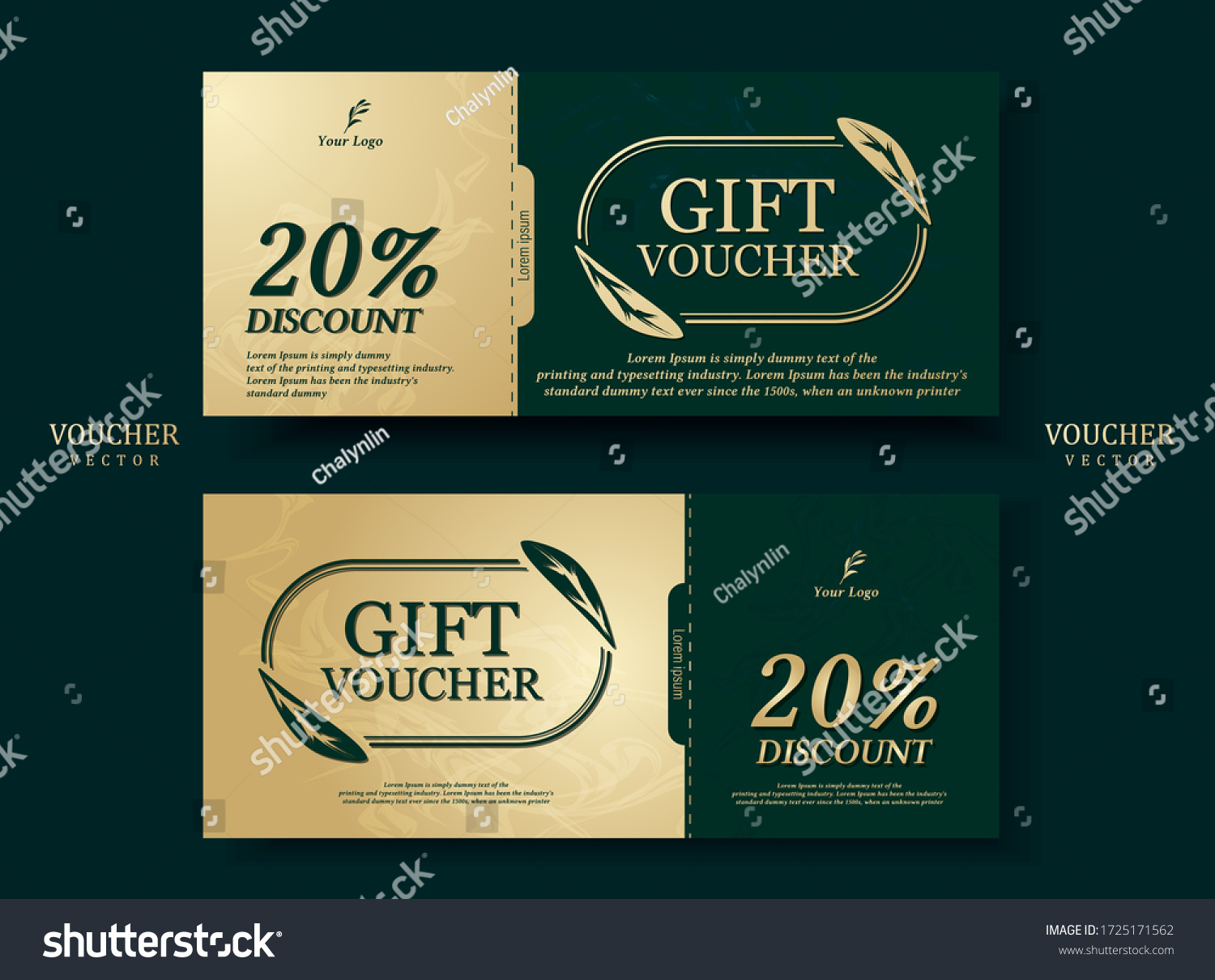 Gift Card Format Emerald Green Tones Stock Vector (Royalty Free ...