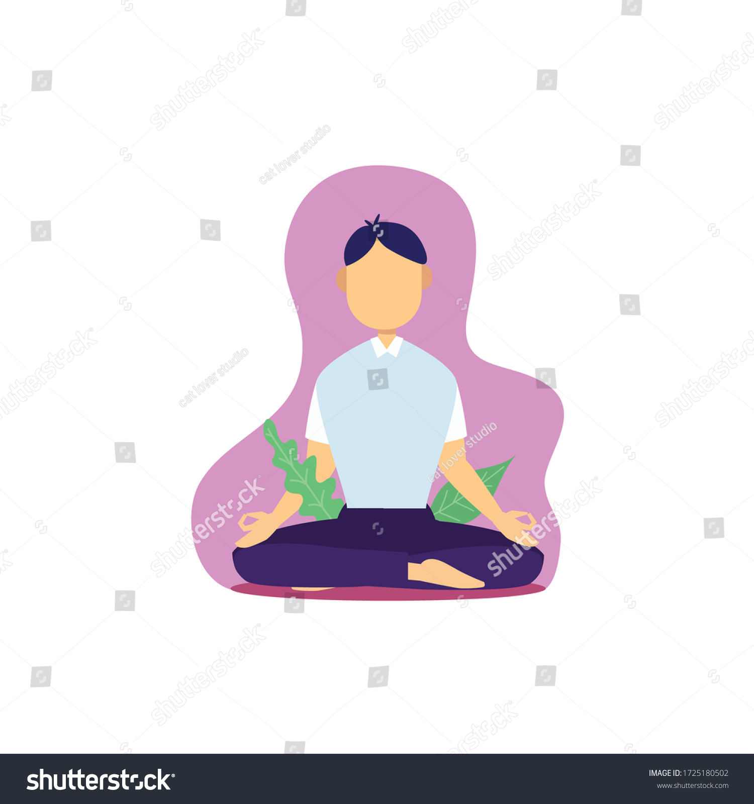 Mental Health Meditation Mindfullness Man Boy Stock Vector (Royalty ...