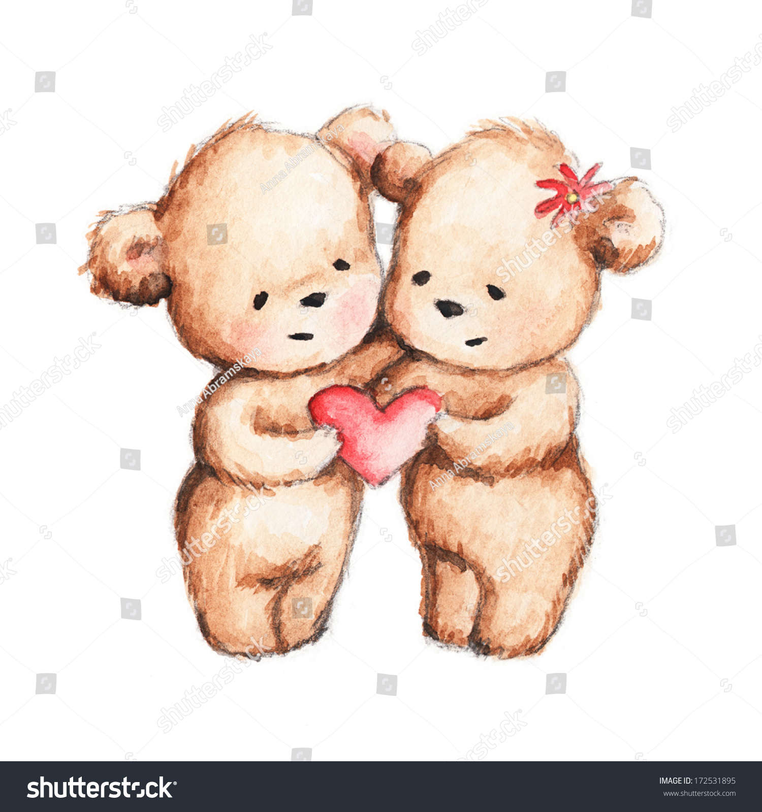 teddy bears drawings with hearts