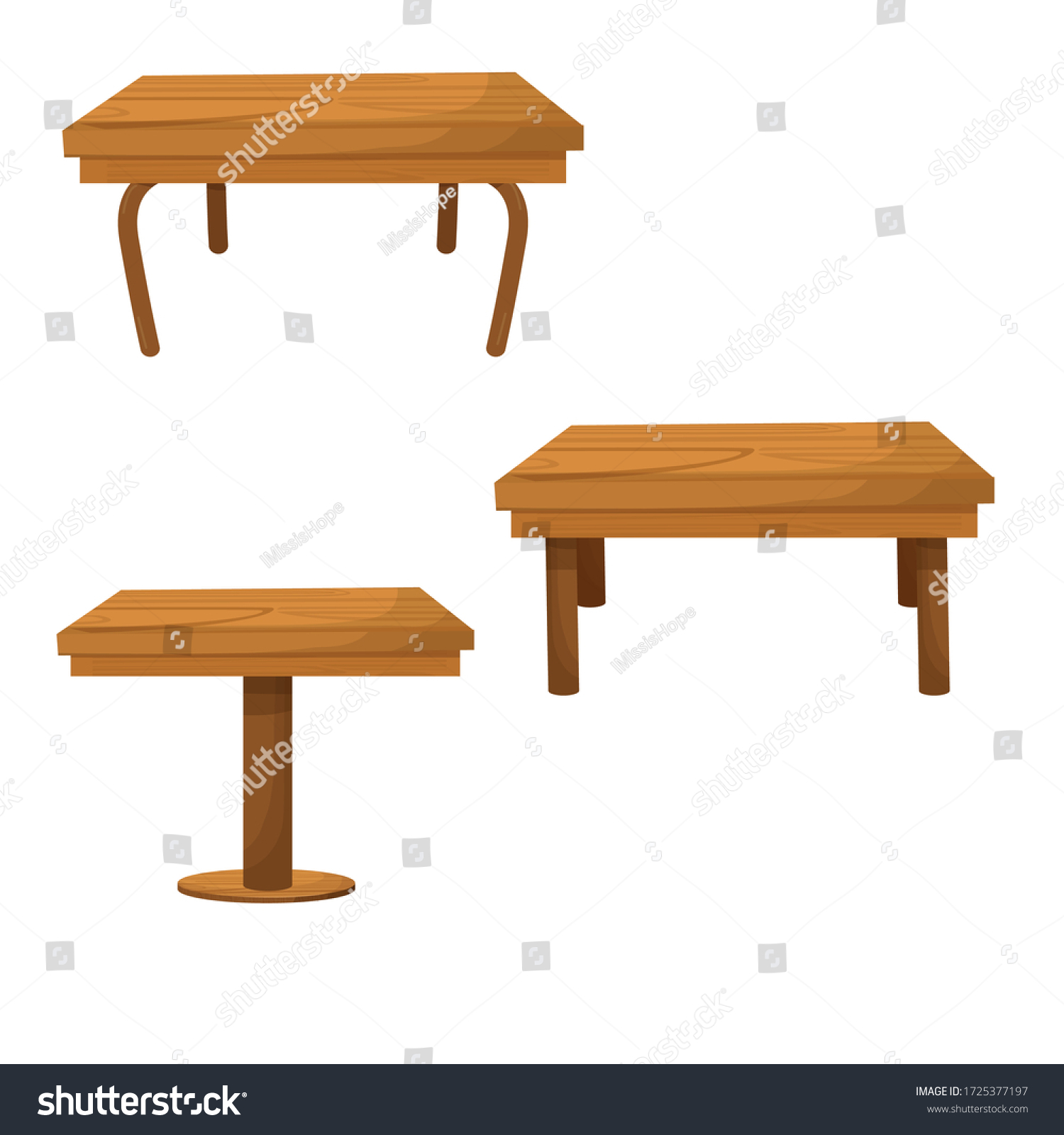 Set Wooden Tables Vector Illustration Stock Vector (Royalty Free ...