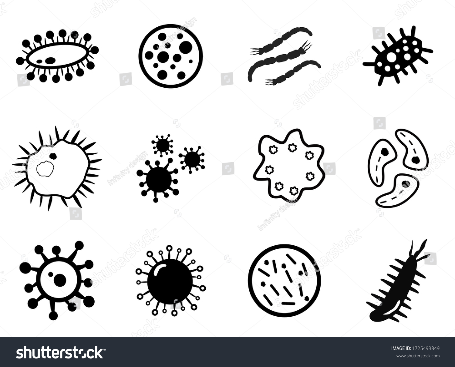 Bacteria Microbes Virus Icon Vector Symbol Stock Vector (Royalty Free ...