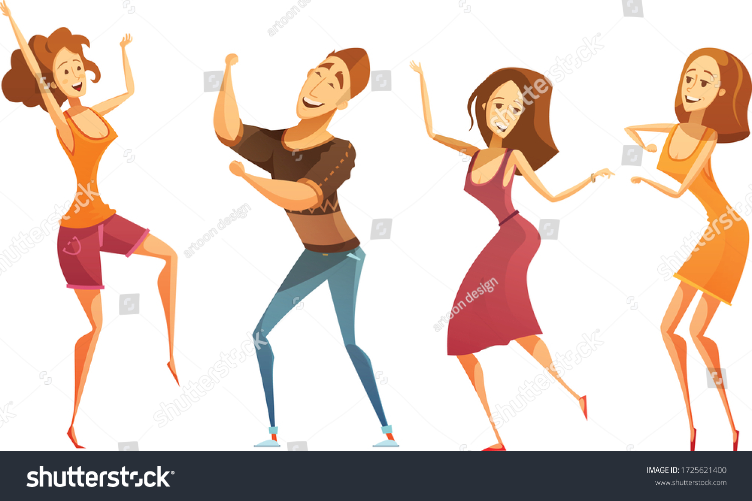 Happy Pepole Dancing Vacance Good People Stock Vector (Royalty Free ...