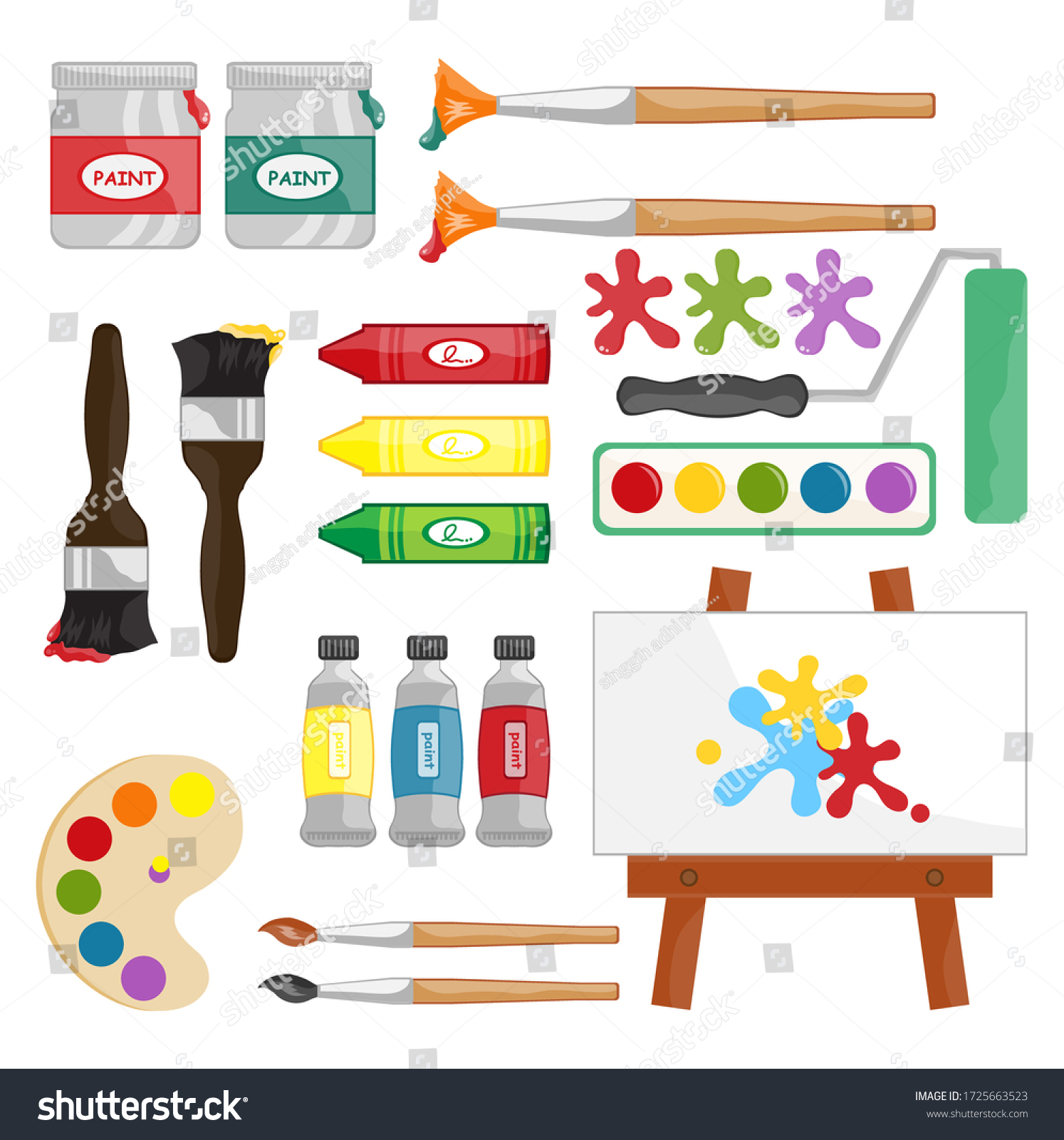 Painting Supplies Digital Clip Art Painting Stock Vector (Royalty Free ...