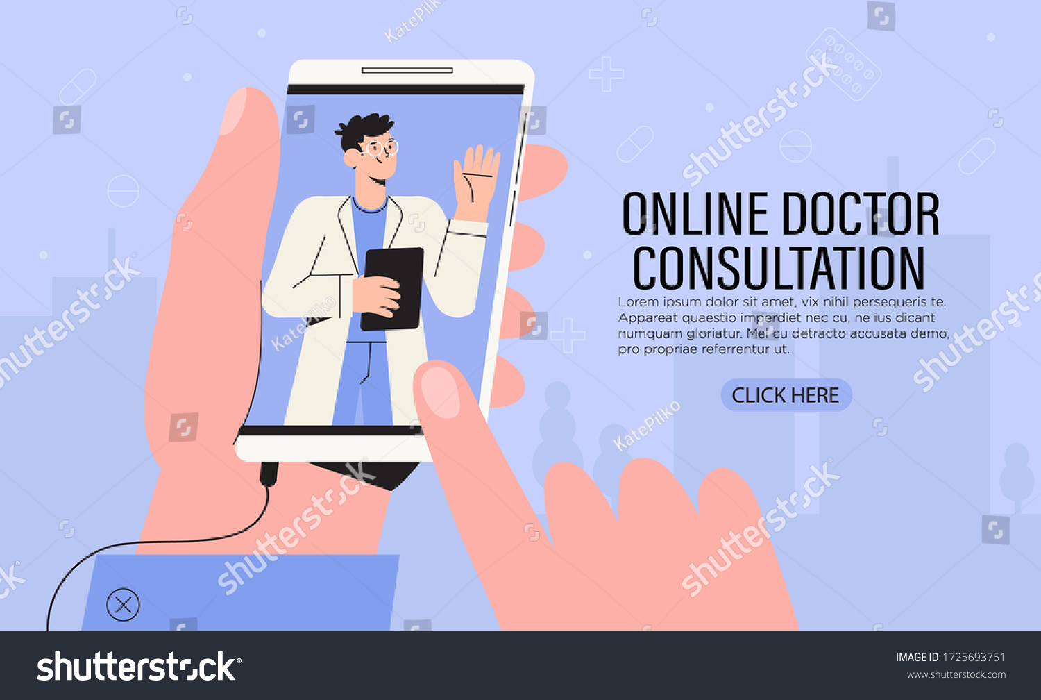 hand-hold-phone-video-call-family-stock-vector-royalty-free