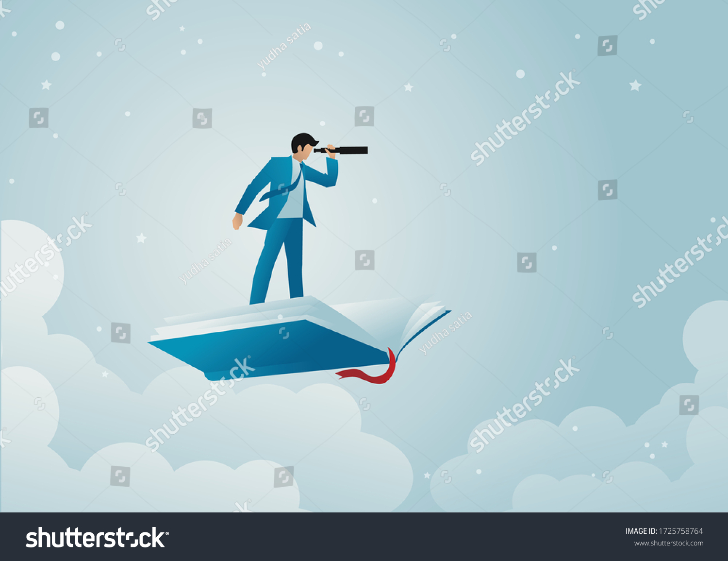 Business Concept Illustration Businessman Using Telescope Stock Vector ...