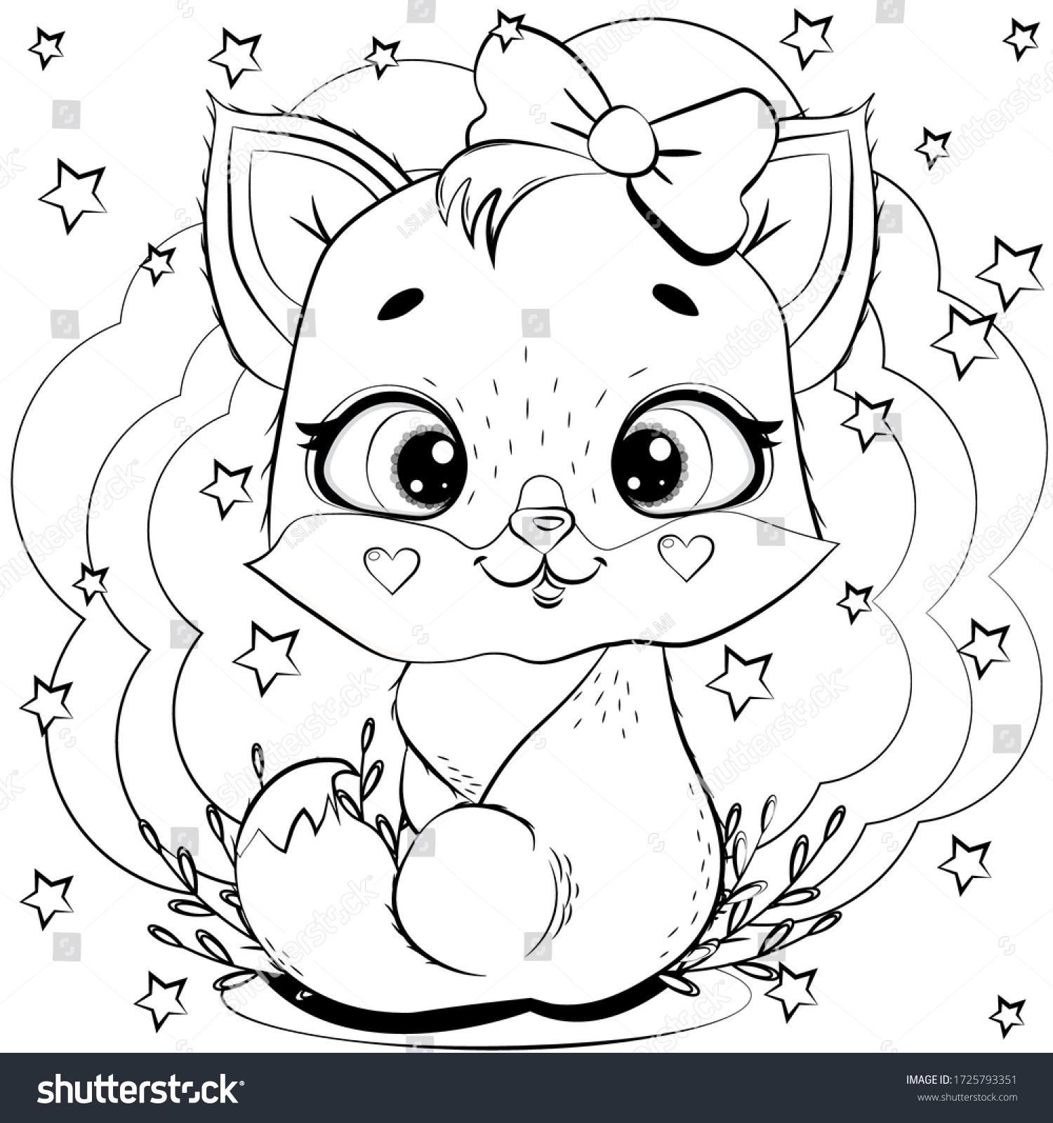 Coloring Book Cute Kitty Vector Illustration Stock Vector (Royalty Free ...