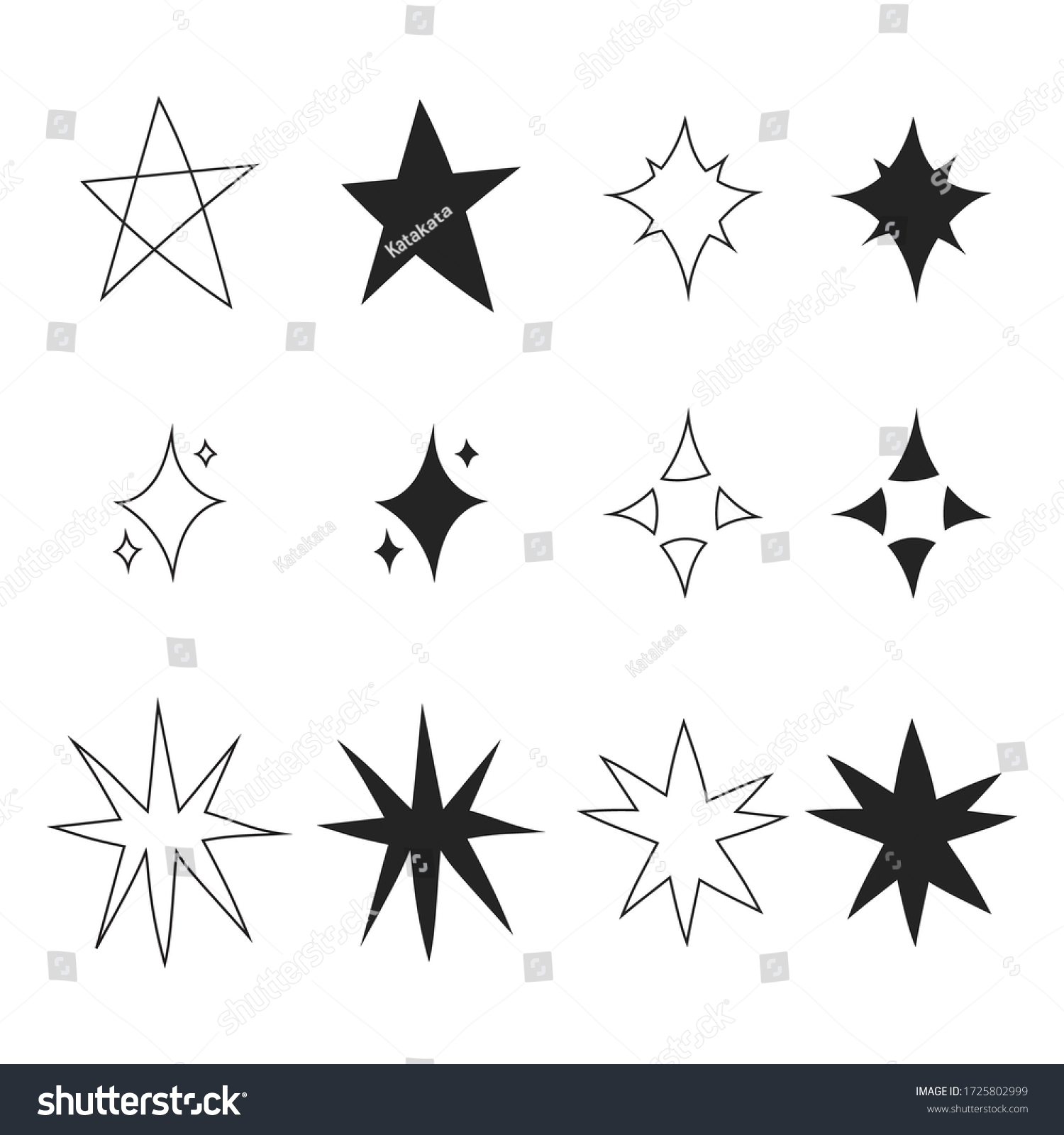 Set Black Hand Drawn Doodle Stars Stock Vector (Royalty Free ...