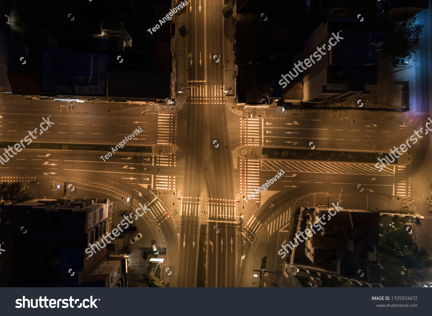 Top Down View Empty City Intersection Stock Photo 1725933472 | Shutterstock