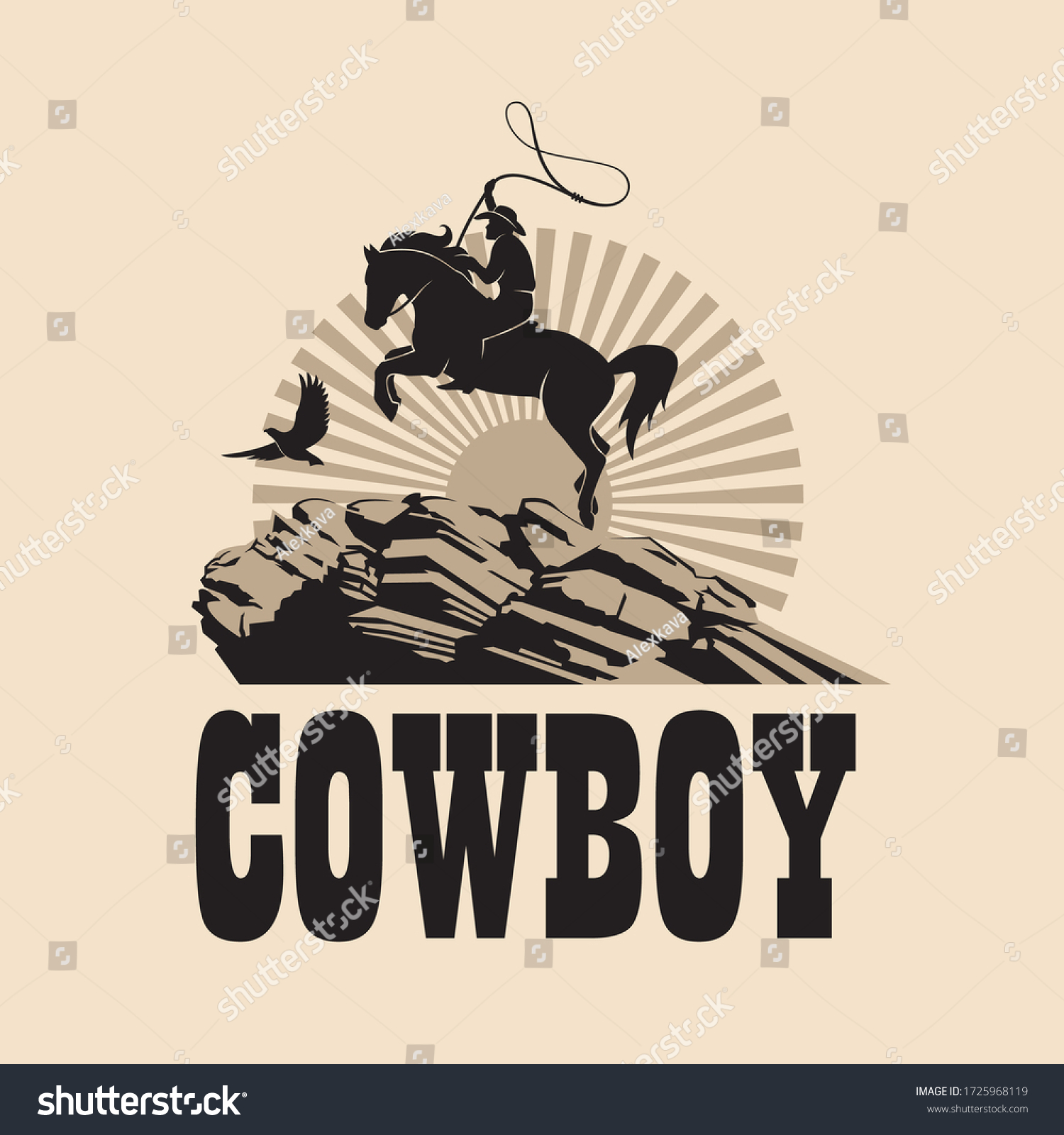 Western Cowboy Silhouette Lasso On Horse Stock Vector (Royalty Free ...