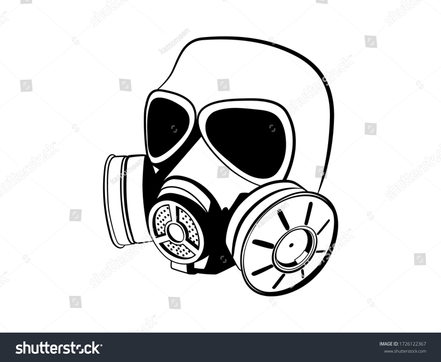 Illustration Gas Mask Isolated On White Stock Vector (Royalty Free ...