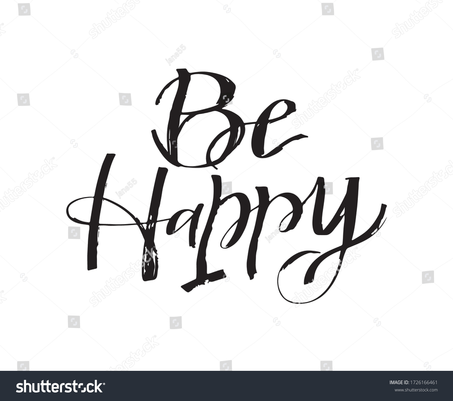 Be Happy Motivation Quote Hand Drawn Stock Vector (Royalty Free ...