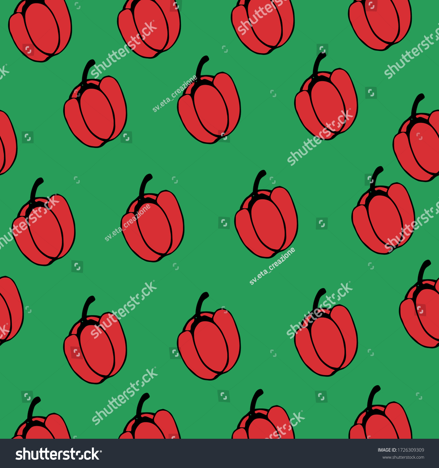 Green Background Image Bulgarian Red Pepper Stock Vector (Royalty Free ...