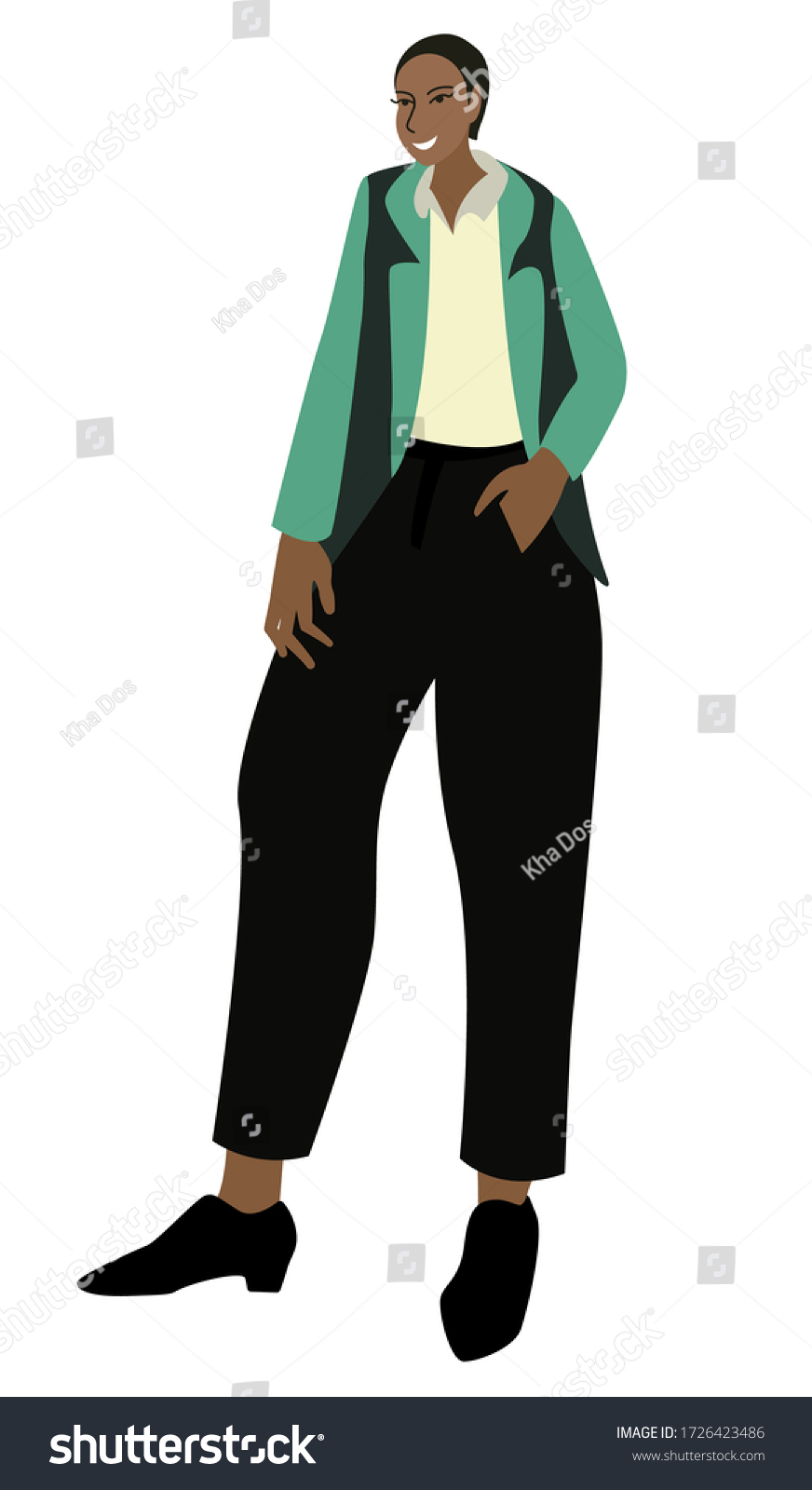 Woman Pantsuit Isolated White Background Stock Vector Royalty Free 1726423486 Shutterstock 