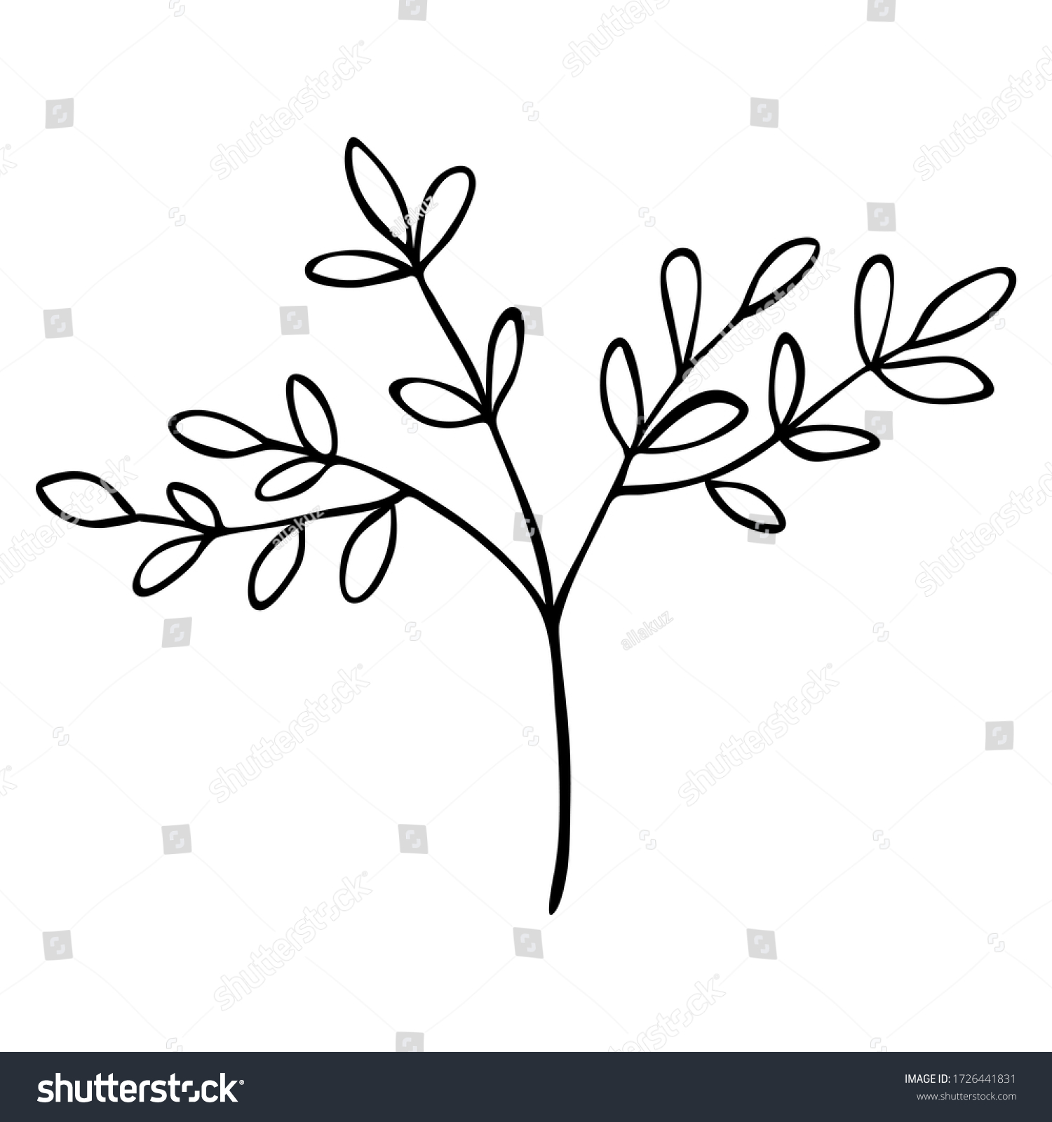 Hand Drawn Abstract Floral Sprig Silhouette Stock Vector (Royalty Free ...