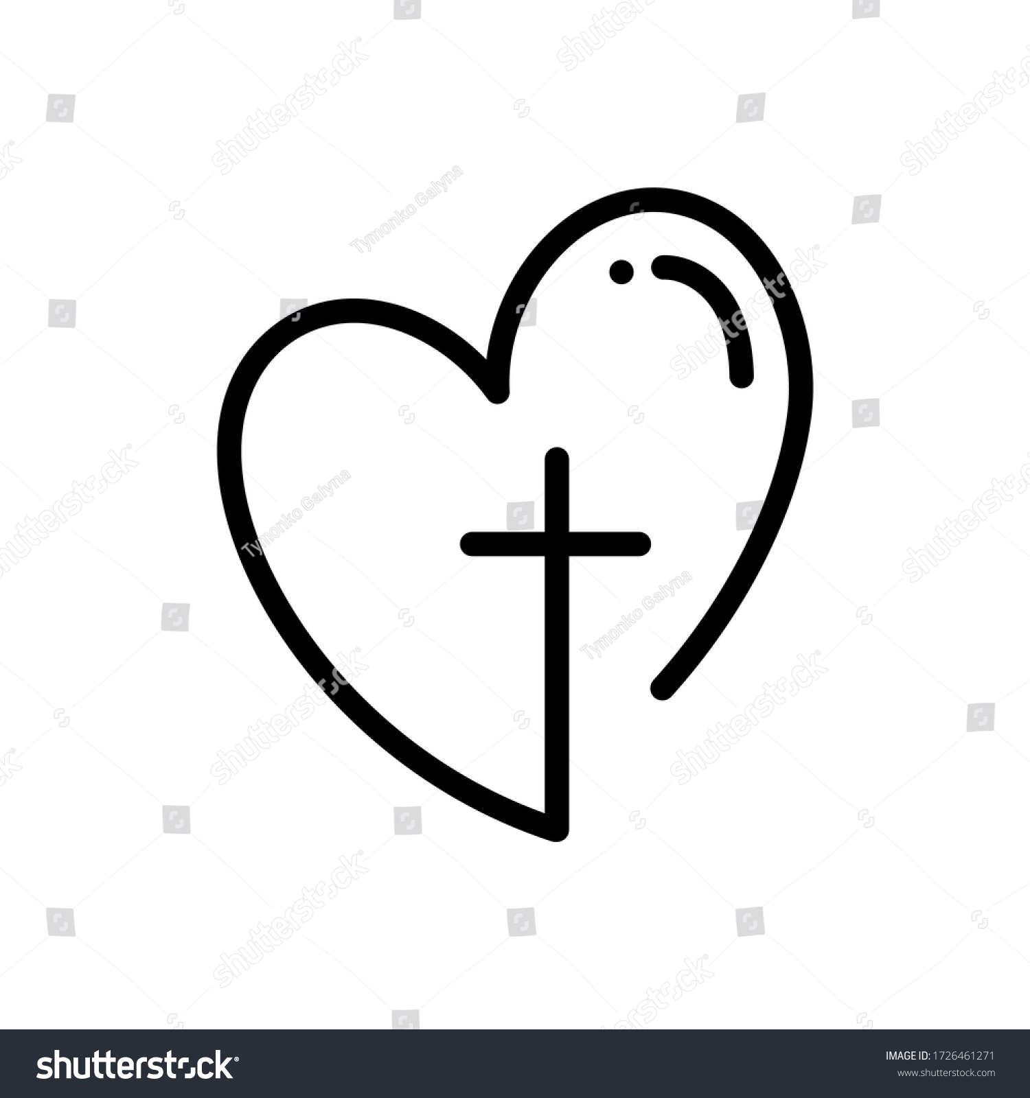 Abstract Religious Cross Heart Icon Christian Stock Vector (Royalty ...