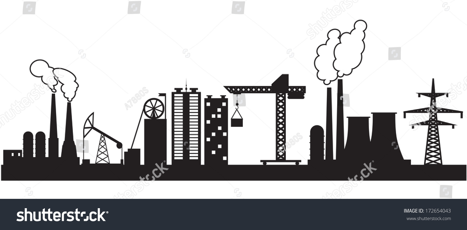 Eight Urban Industrial Buildings Vector Illustration Stock Vector ...