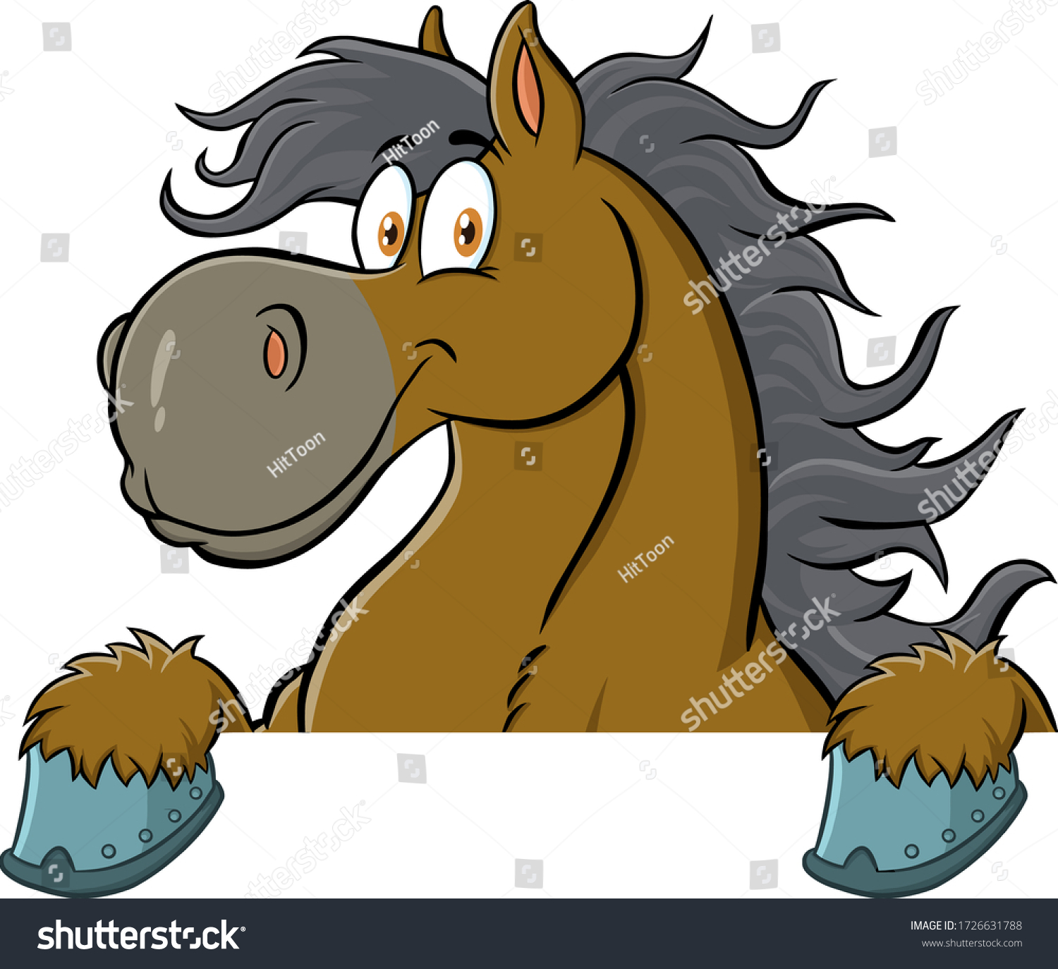 Horse Cartoon Character Over Sign Vector Stock Vector (Royalty Free ...