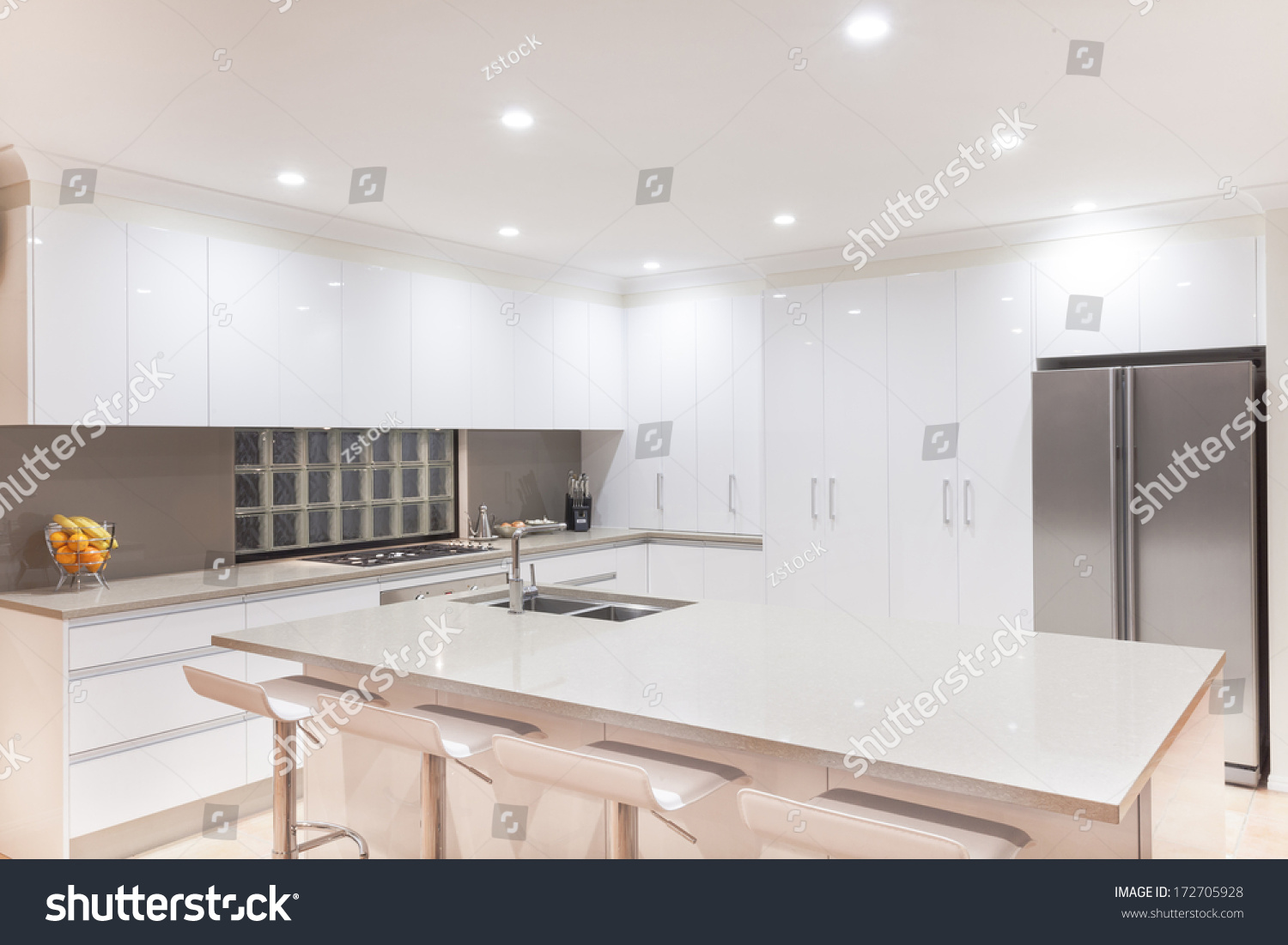 Stock Photo New Modern Minimalistic Kitchen Interior 172705928 