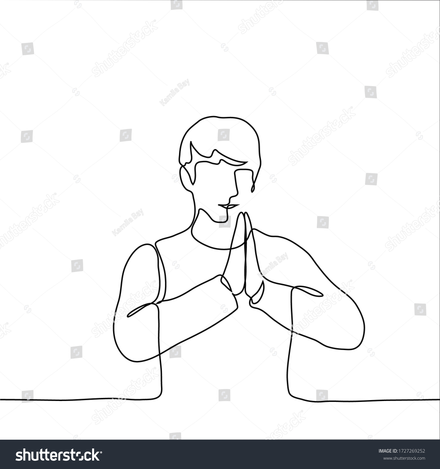 Man Folded His Hands Together Chest Stock Vector (Royalty Free ...