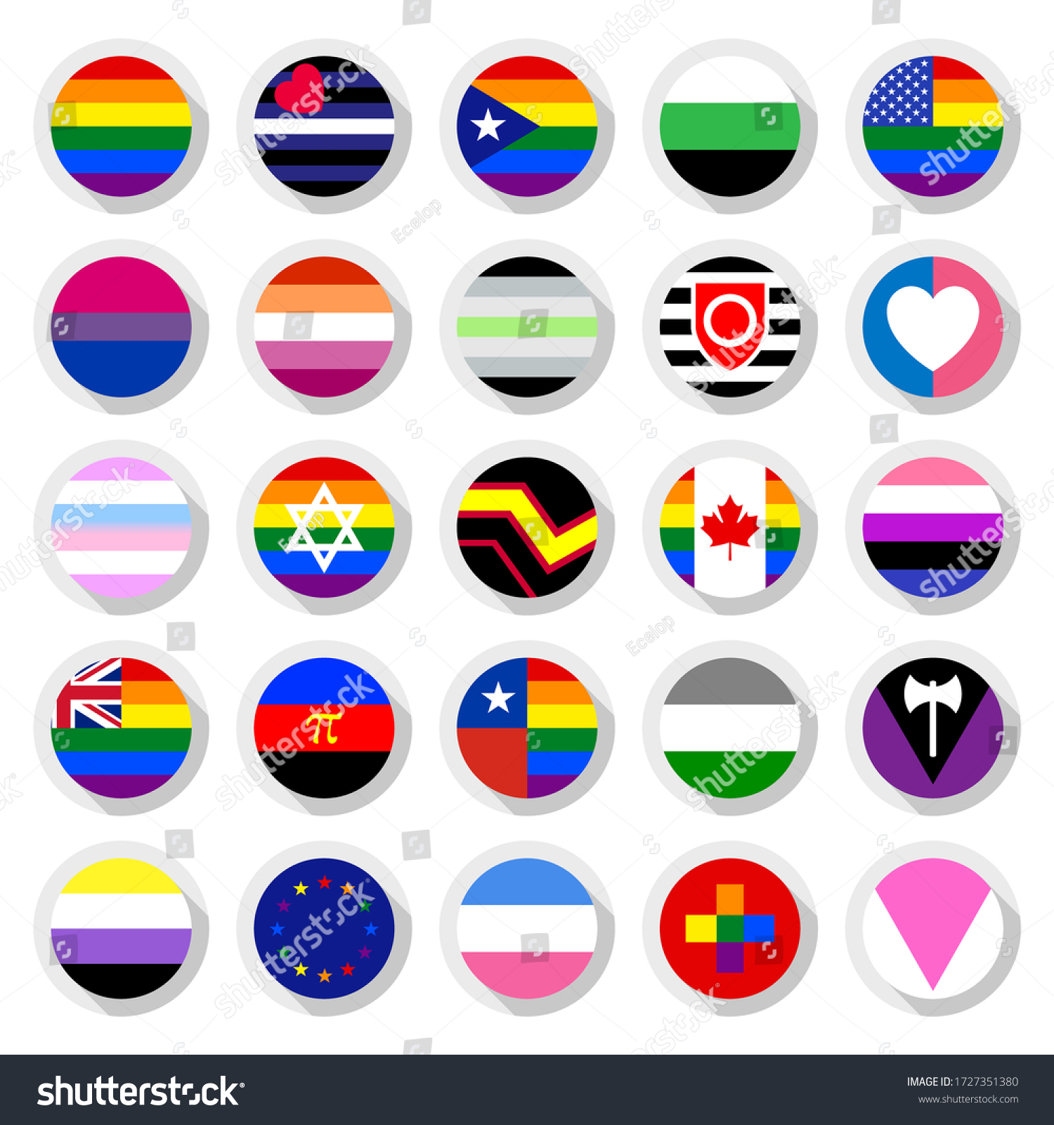 25 Flags Lgbt Prides Set Icons Stock Vector (Royalty Free) 1727351380 ...