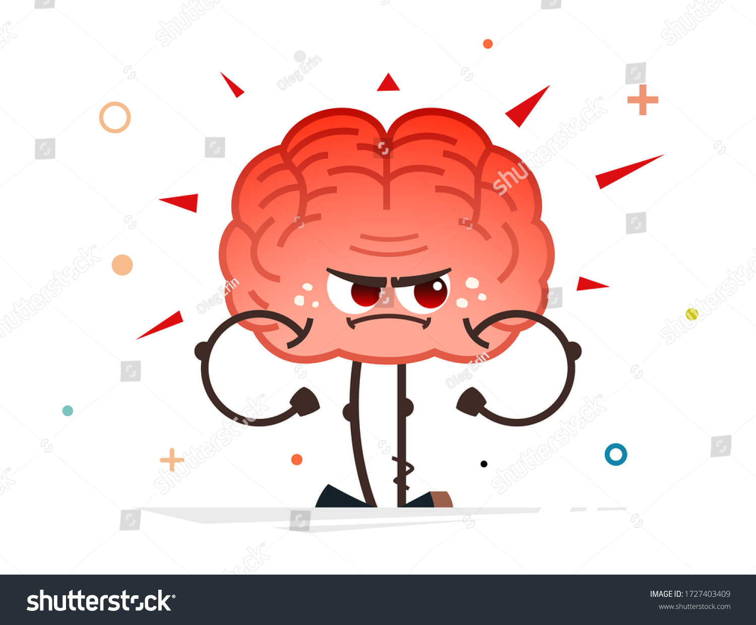 Angry Red Human Brain Vector Character Stock Vector (royalty Free 