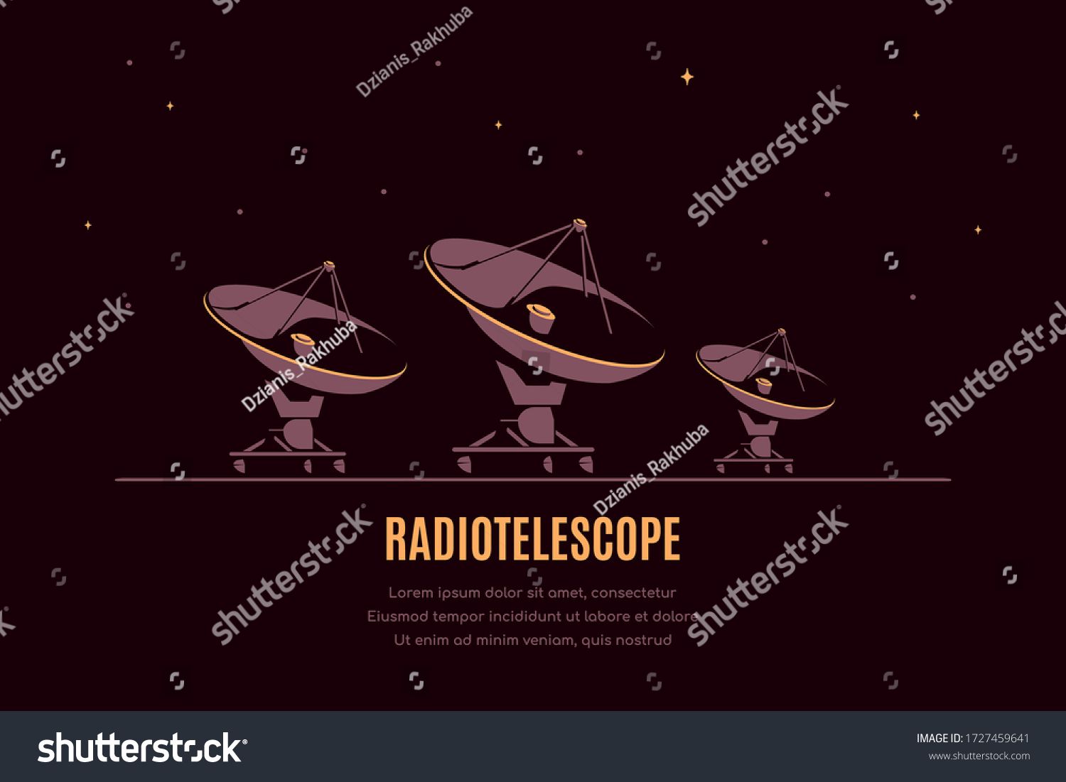 Space Banner Radiotelescope Space Research Concept Stock Vector ...