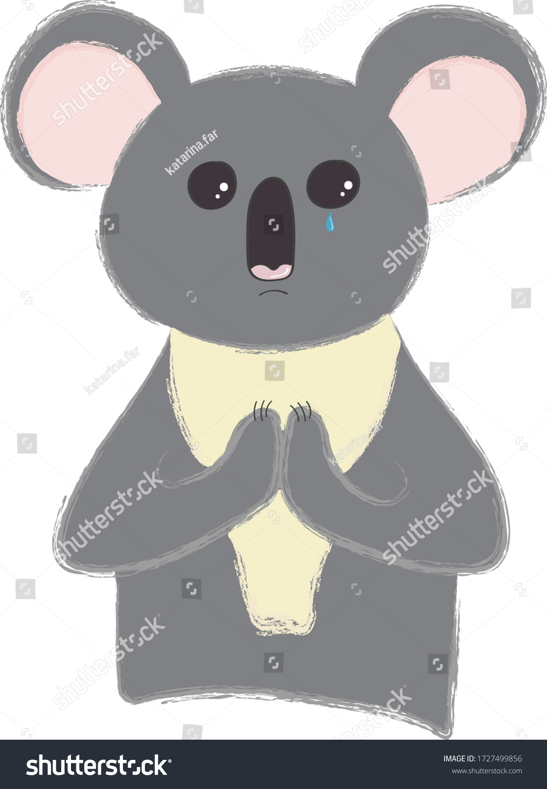 Sad Koala Bear Crying Cartoon Style Stock Vector Royalty Free 1727499856 Shutterstock