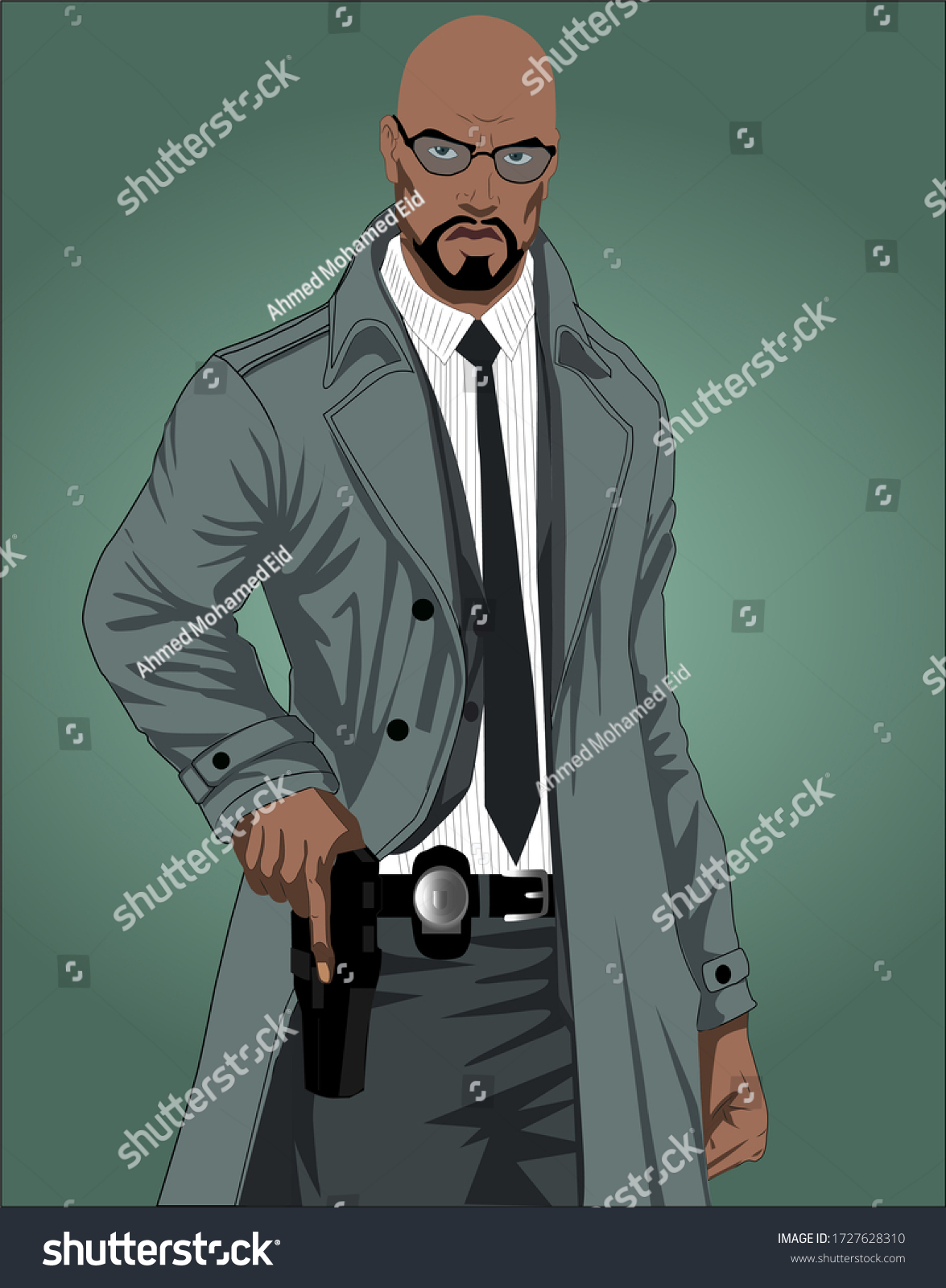 Policeman Black Man Gun Stock Illustration 1727628310 | Shutterstock