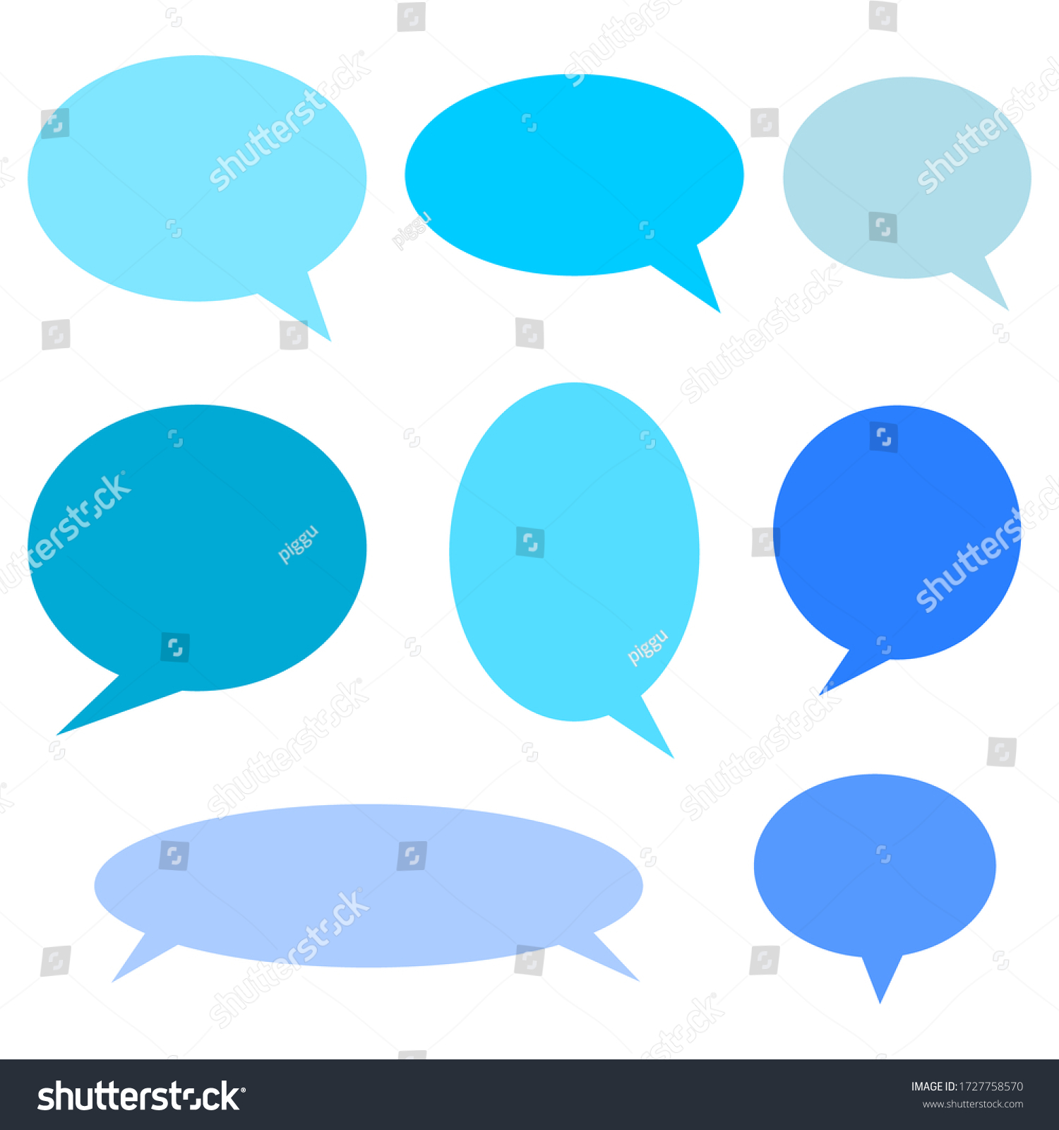 Blank Speech Bubbles Set Different Blue Stock Vector (Royalty Free ...