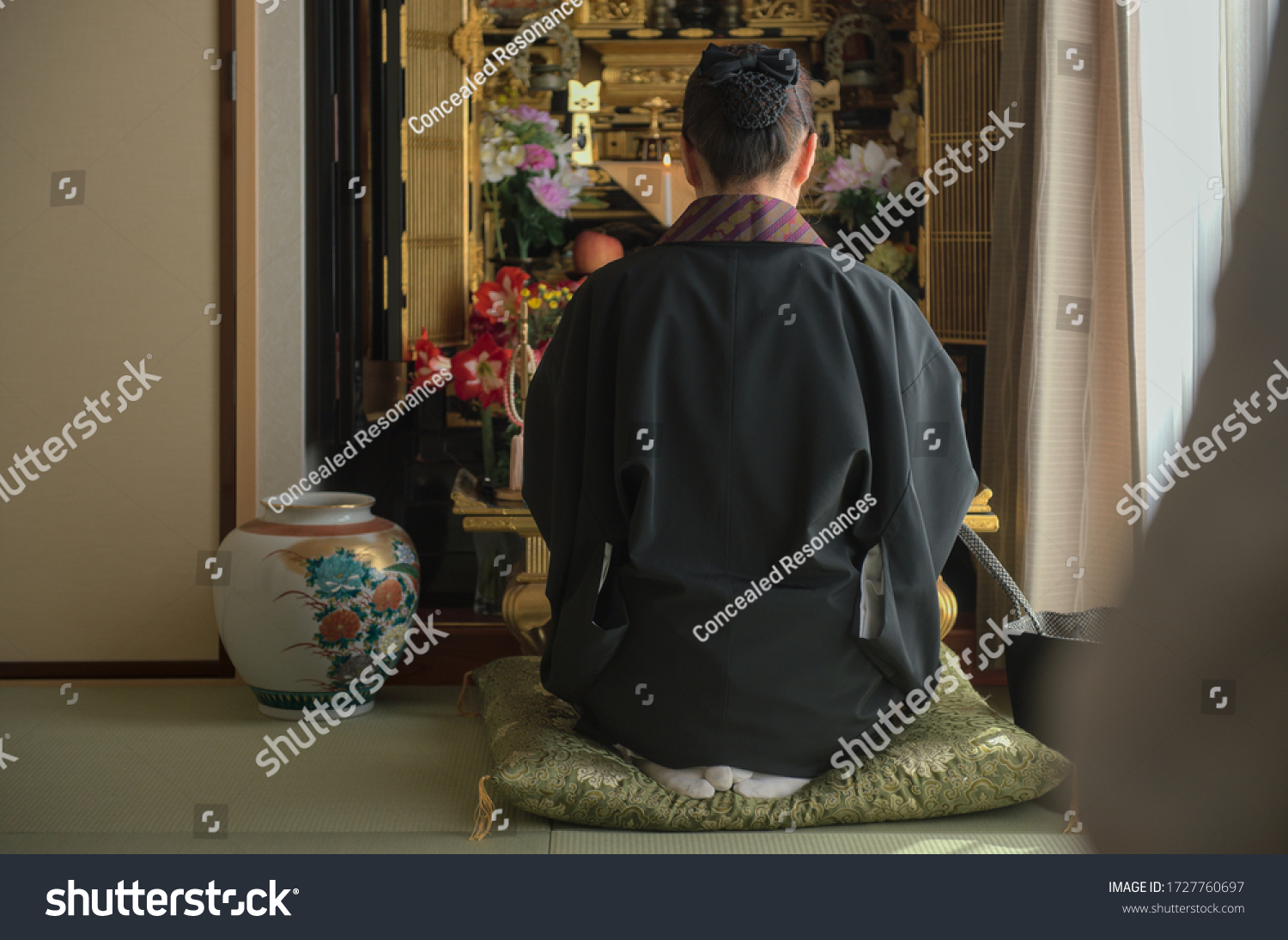 Japanese Woman Buddhist Monk Reciting Prayer Stock Photo 1727760697 ...