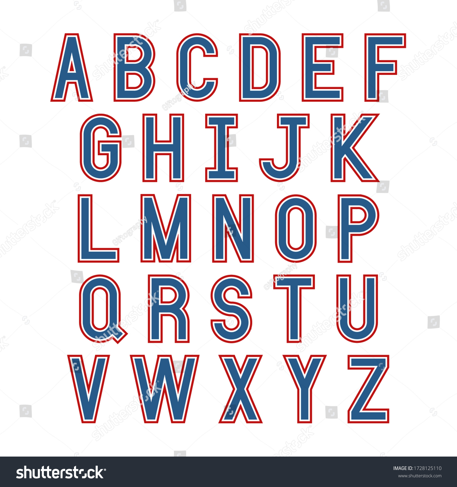 Red Blue Alphabet Letters On White Stock Vector (Royalty Free
