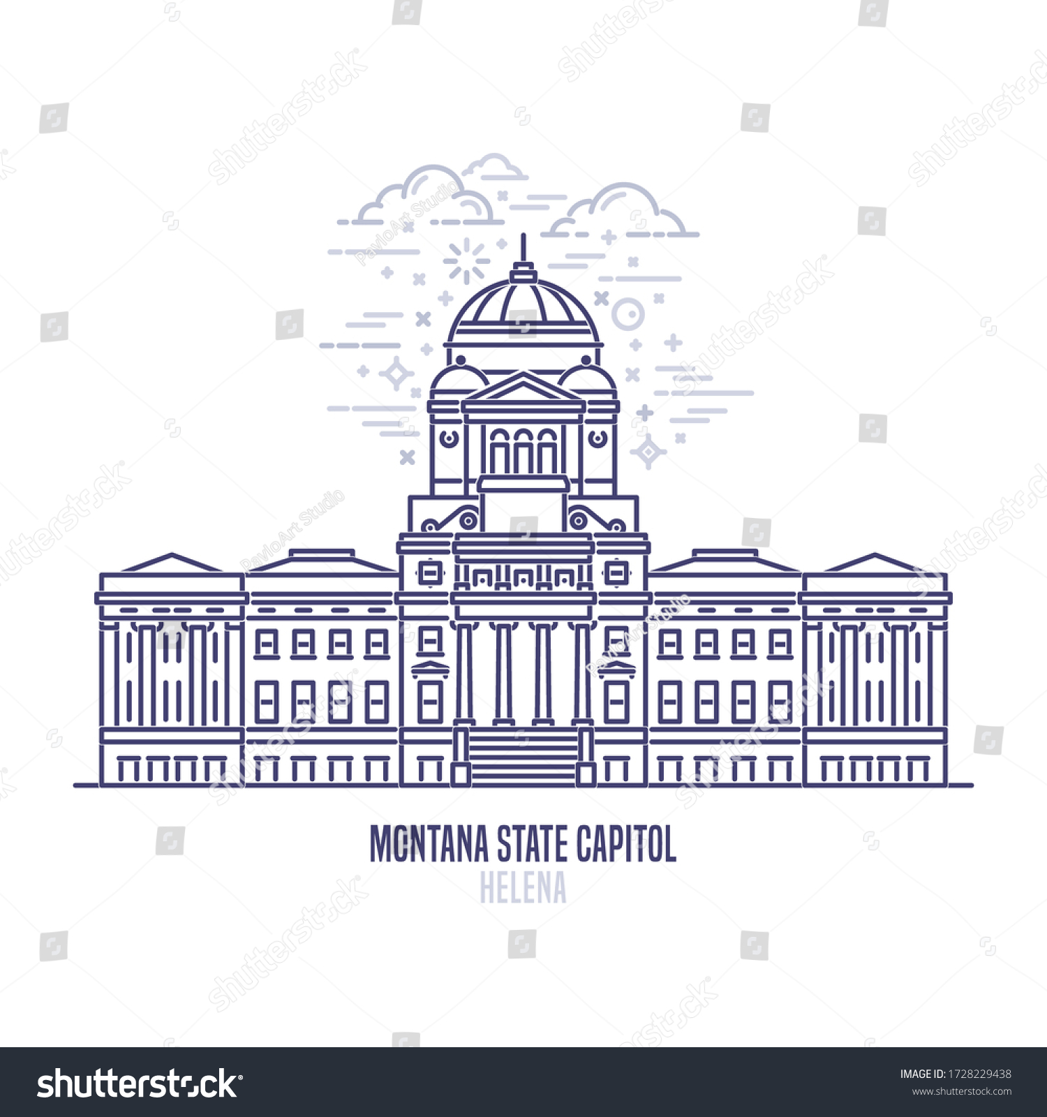 Montana State Capitol Located Helena City Stock Vector (Royalty Free ...