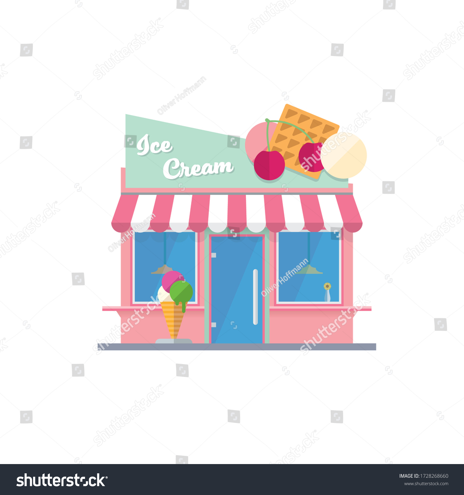 Flat Design Isolated Ice Cream Parlor Stock Vector (royalty Free 