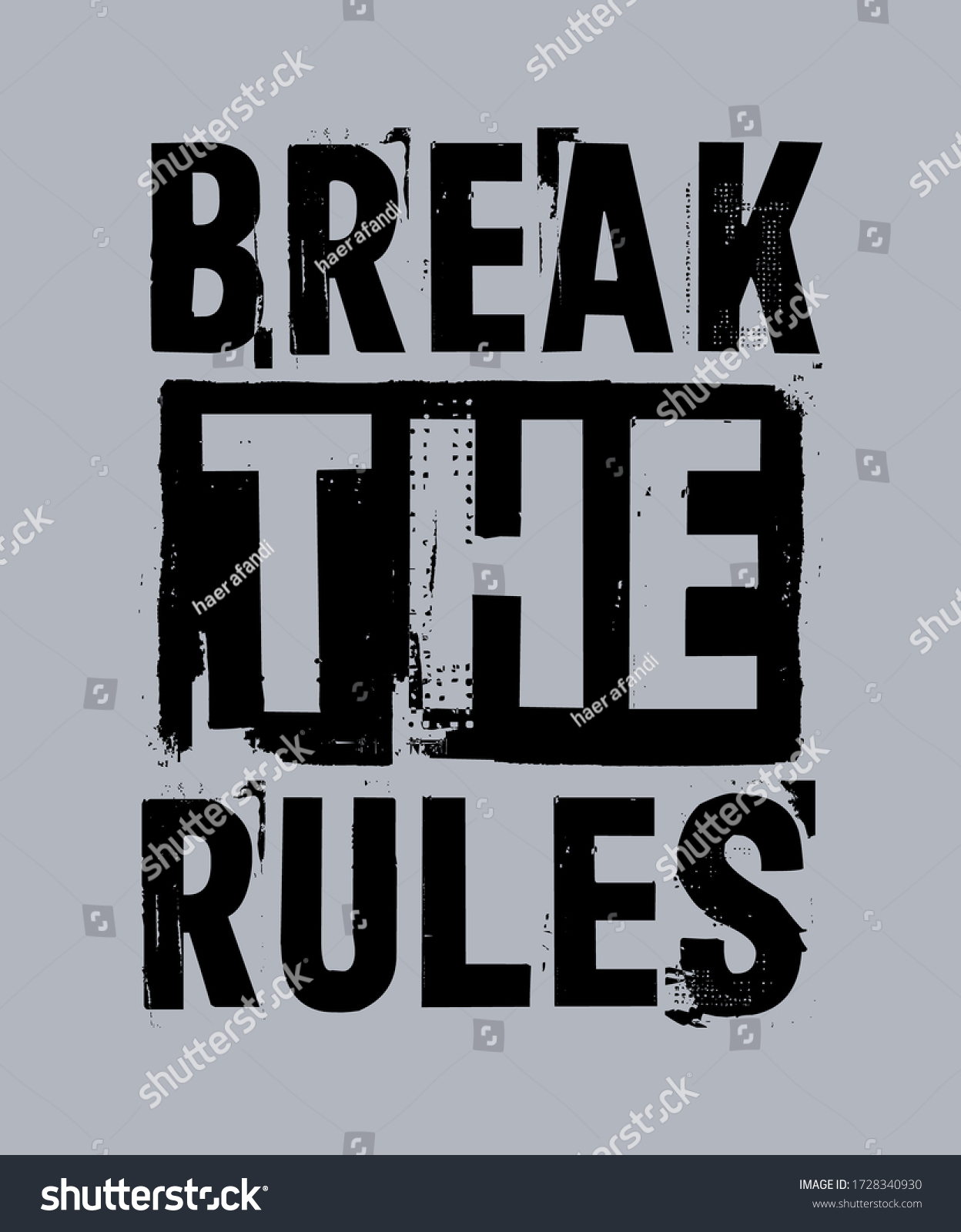 Typography Slogan Break Rules Grunge Design Stock Vector (Royalty Free ...