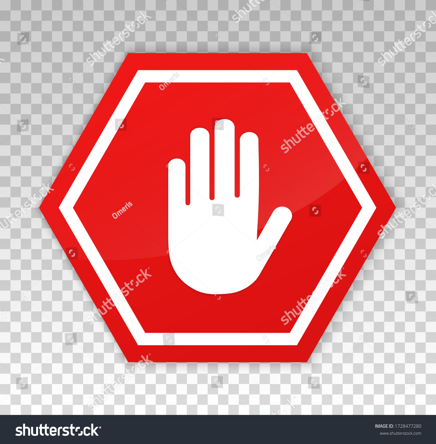 Stop Red Sign Hand Icon Warning Stock Vector (royalty Free) 1728477280 