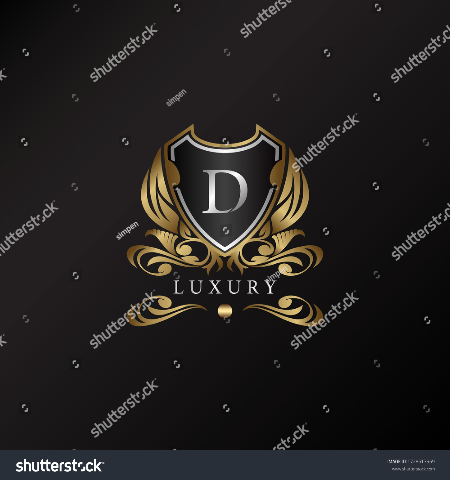 Shield Logo Gold Color Letter D Stock Vector (Royalty Free) 1728517969 ...