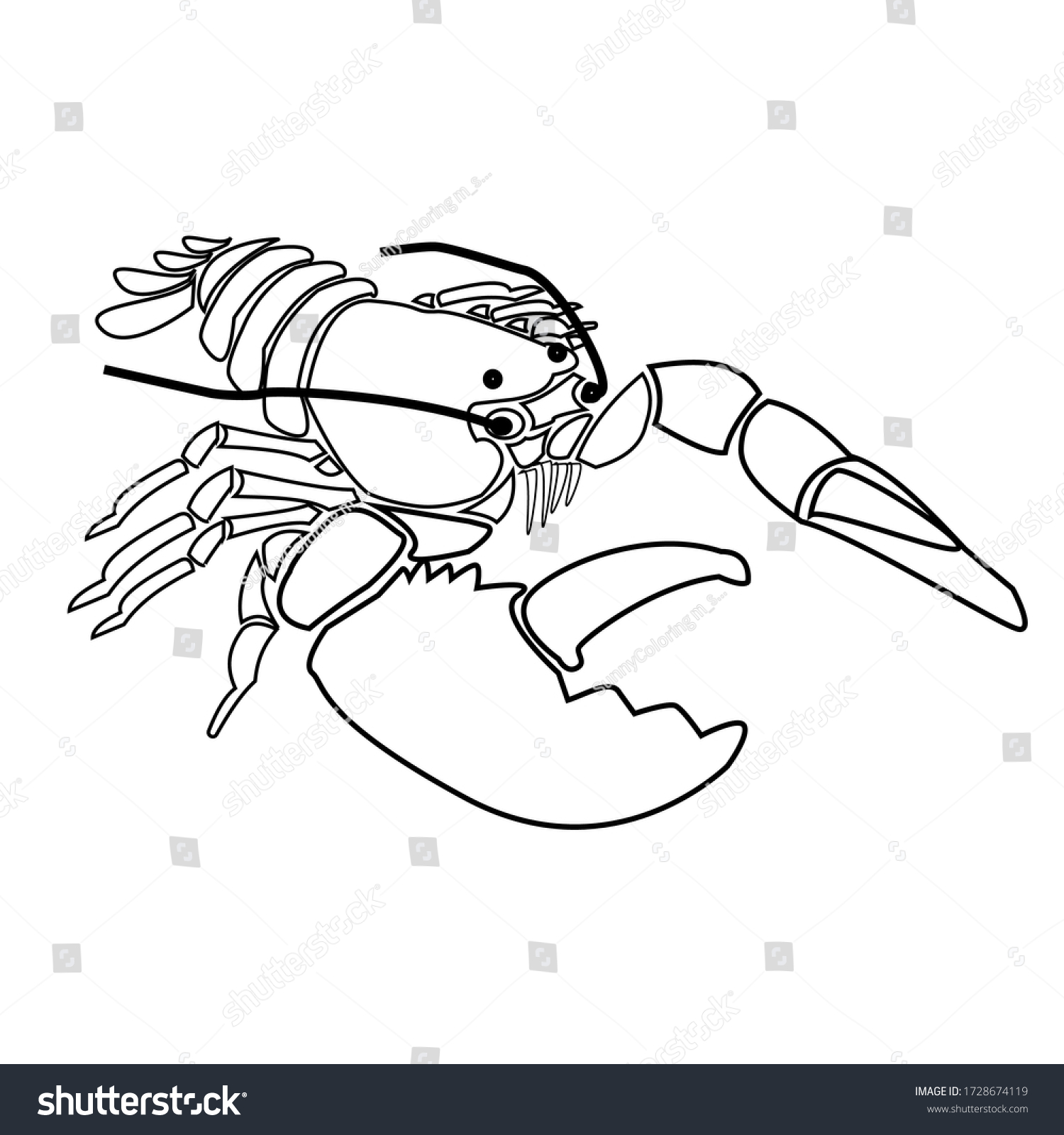 Lobster Vector Outline Illustration Themed Illustration Stock Vector ...