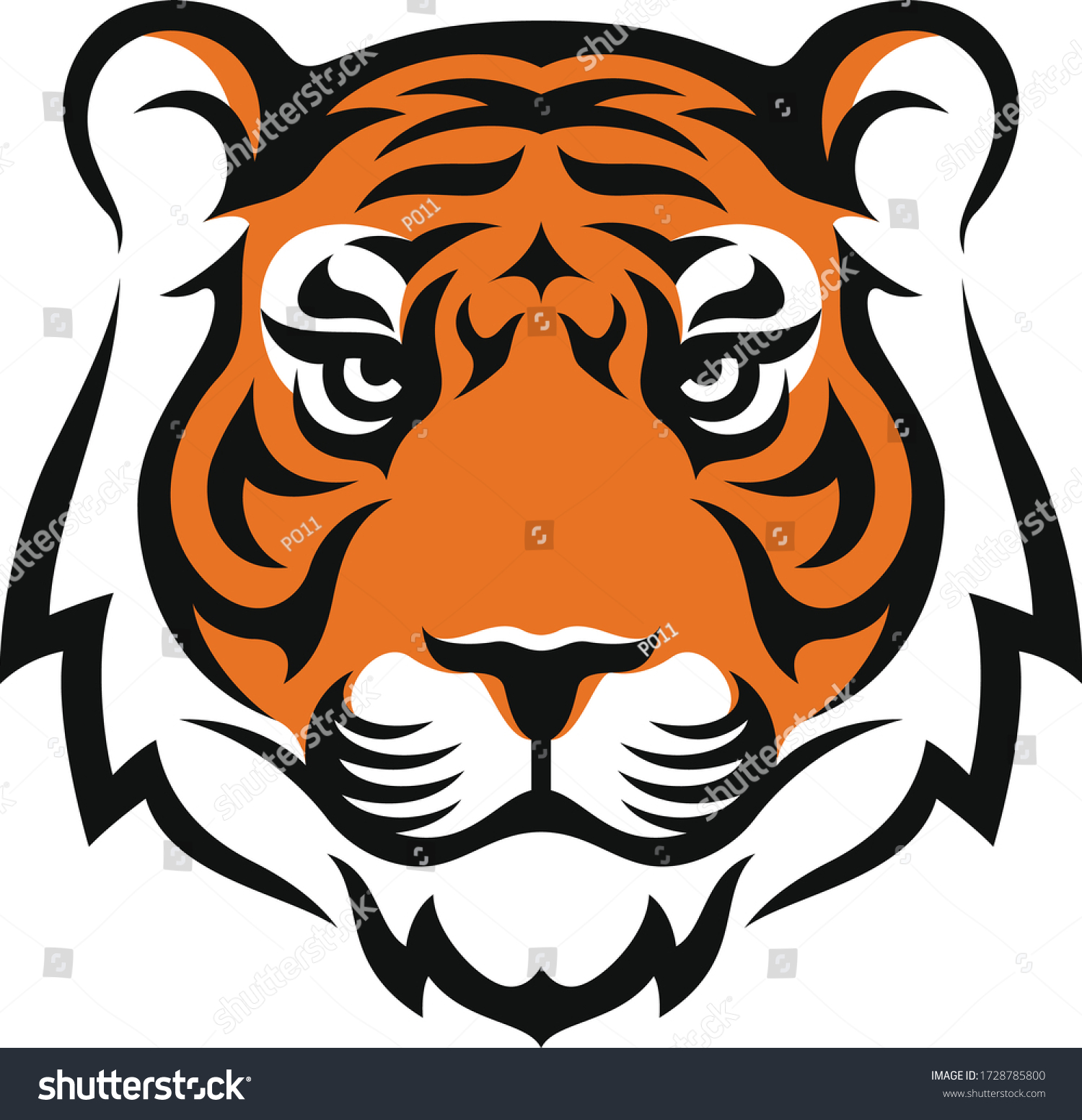 Simple Design Tiger Head Tattoo Style Stock Vector (Royalty Free ...