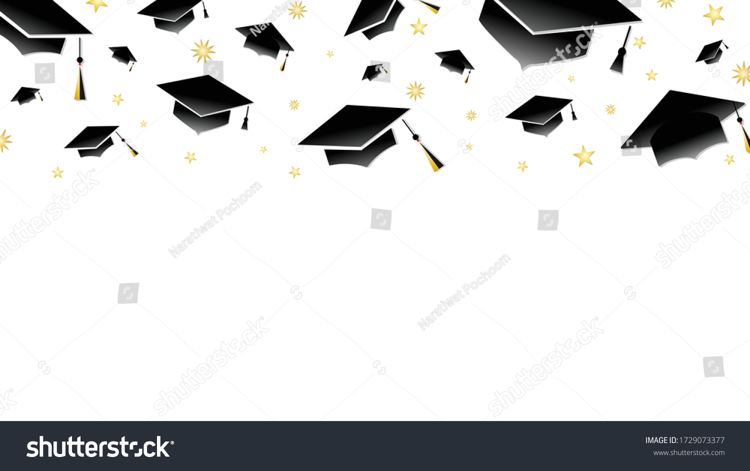 Graduation Cap On Isolated On White Stock Vector (Royalty Free