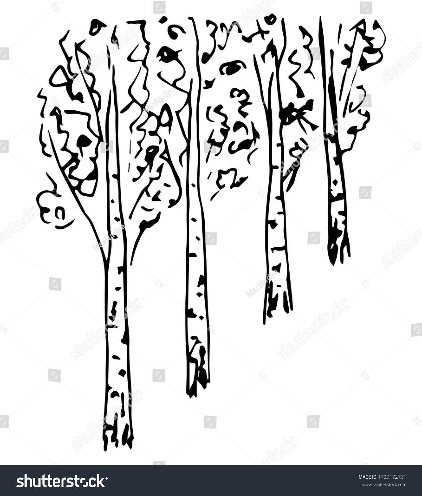 Handdrawn Simple Vector Sketch Row Trees Stock Vector (royalty Free 